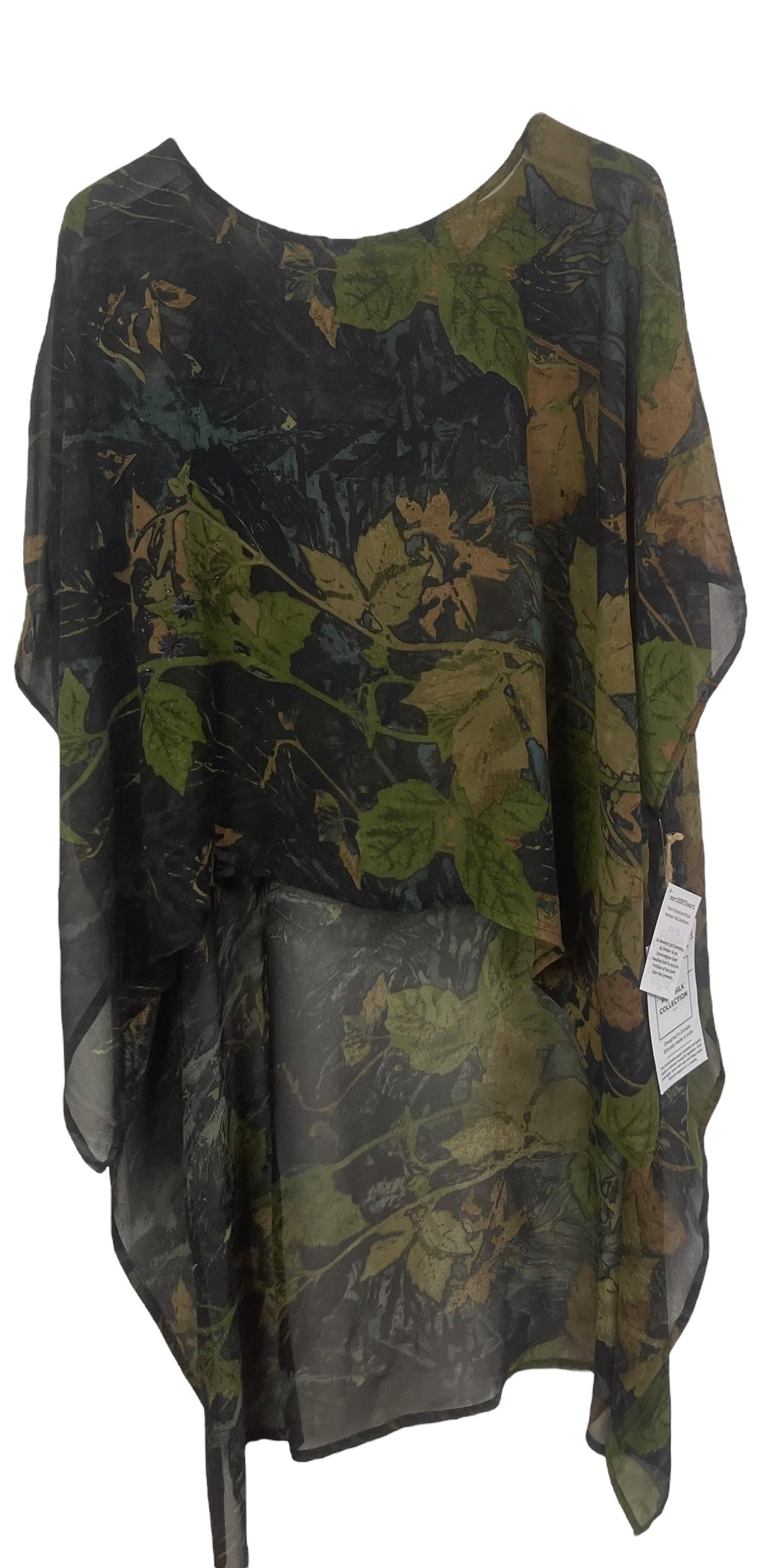 PREVIEW PRG8340 Sheer Avatar Pure Silk Hi Lo Top by DECEMBER2025 – Handmade ethical Hi Lo Top from sariKNOTsari using upcycled silk. Designed in Canada for travel and slow fashion, loved from Toronto to LA to Sydney.