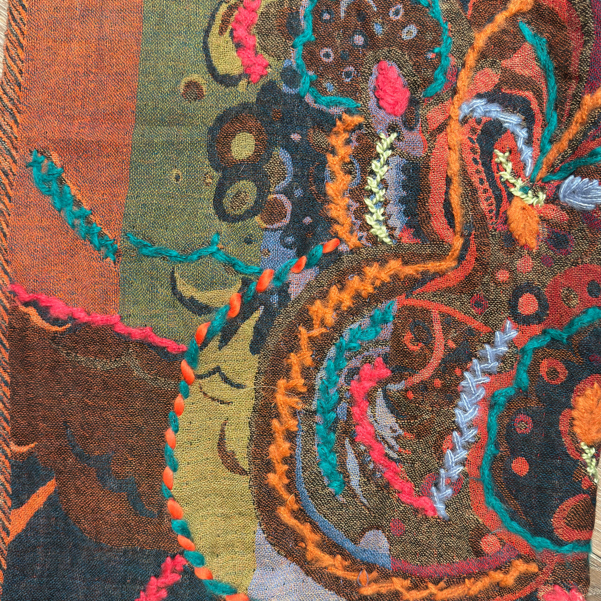Effervescence Embroidered Pure Wool Shawl