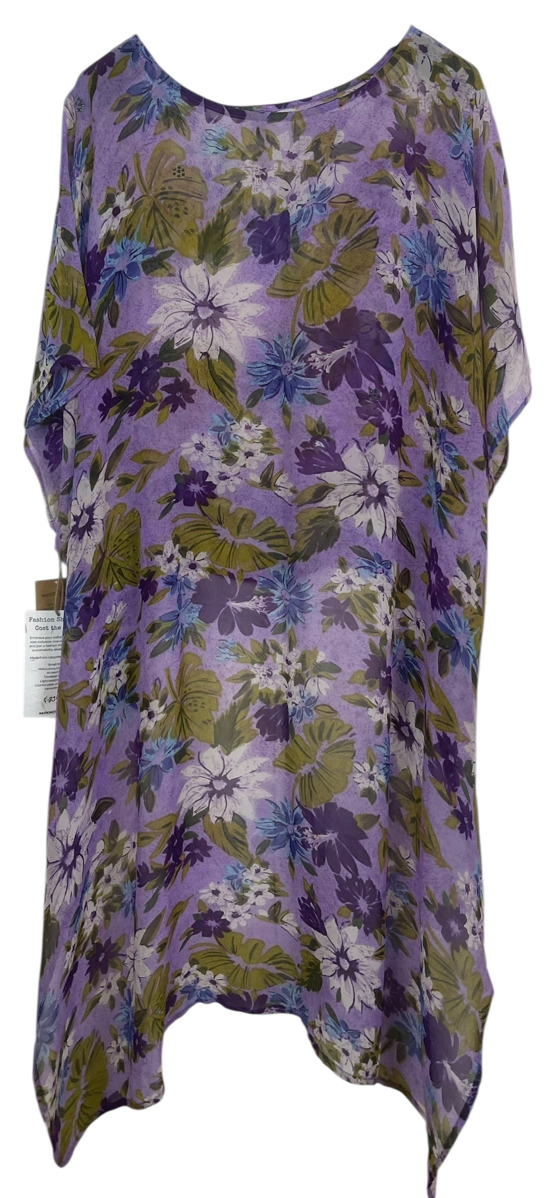 PREVIEW PRG8346B Sheer Wabi Sabi Pure Silk Hi Lo Top by DECEMBER2025 – Handmade ethical Hi Lo Top from sariKNOTsari using upcycled silk. Designed in Canada for travel and slow fashion, loved from Toronto to LA to Sydney.