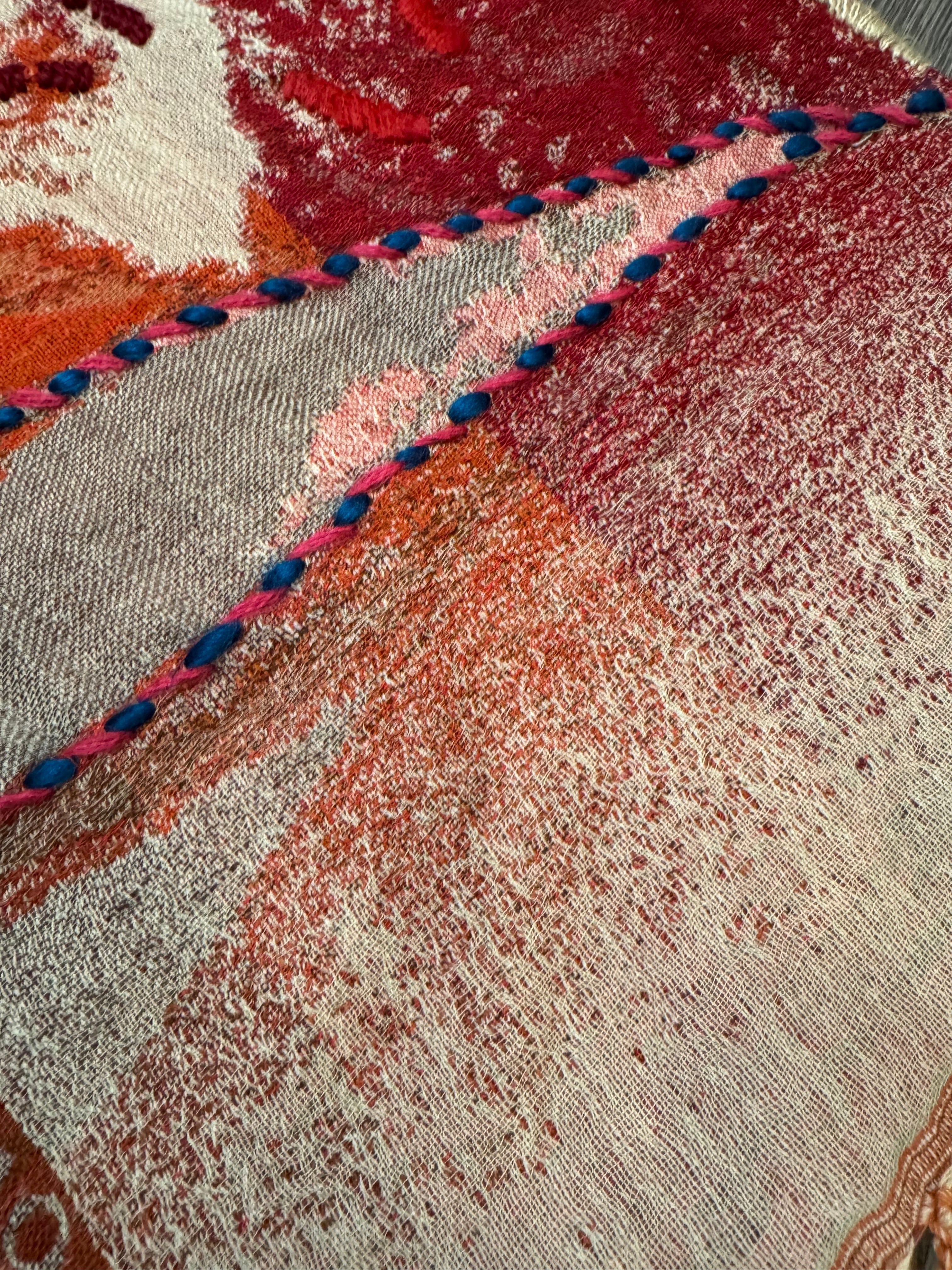 Serendipitous Embroidered Pure Wool Shawl