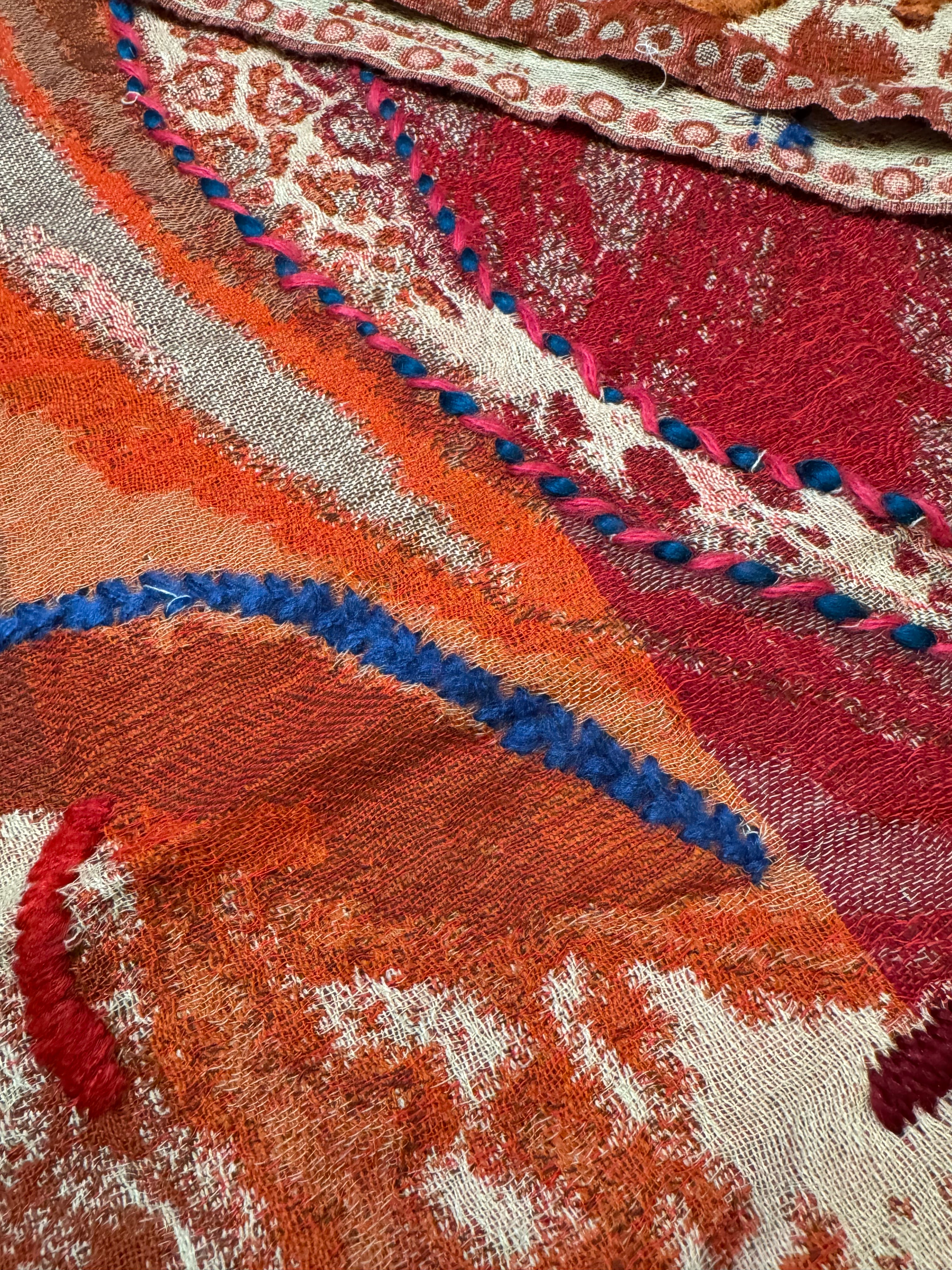 Serendipitous Embroidered Pure Wool Shawl