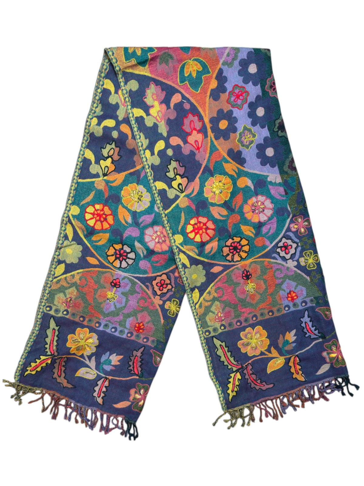 Enchanted Garden Embroidered Pure Wool Shawl