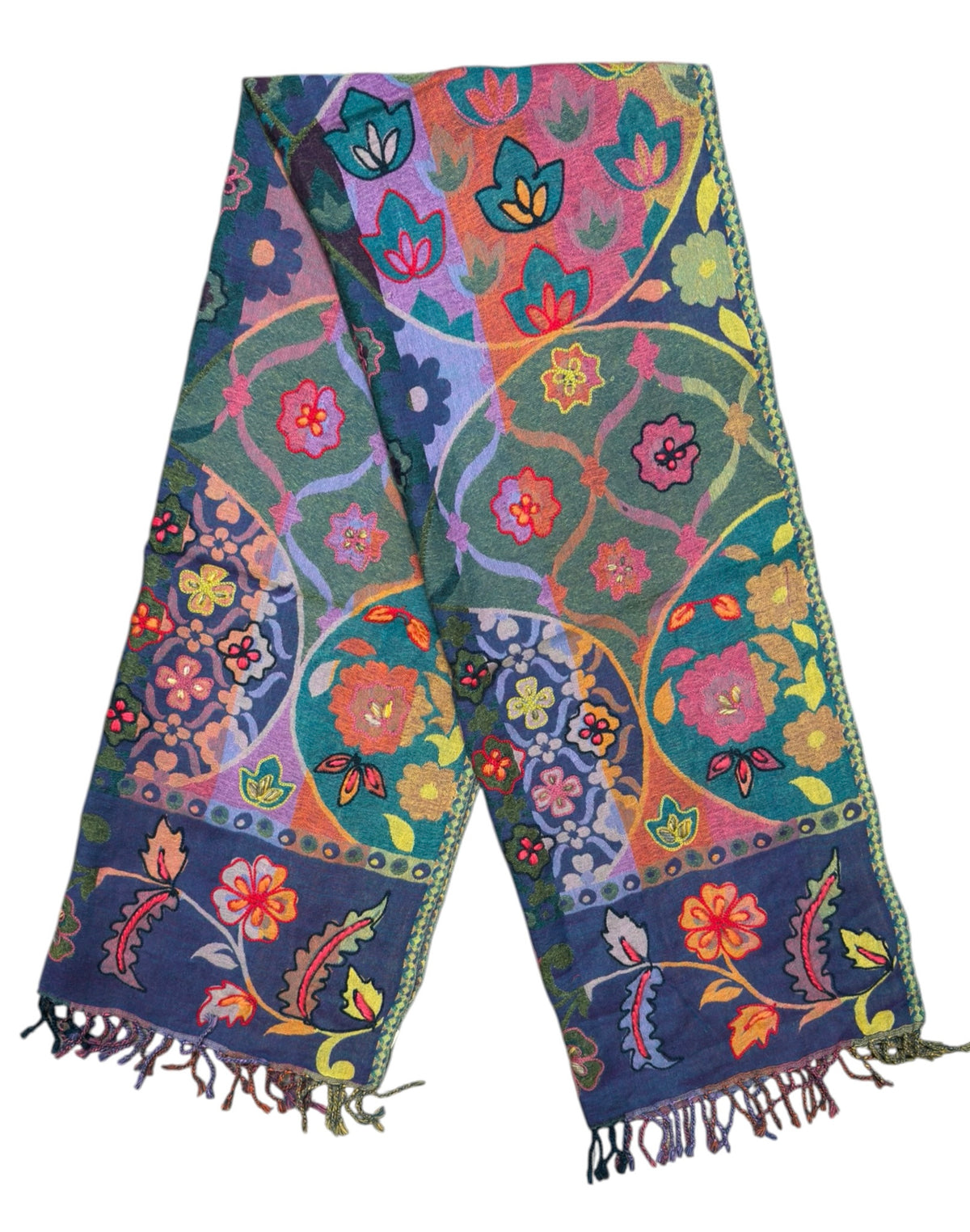 Enchanted Garden Embroidered Pure Wool Shawl