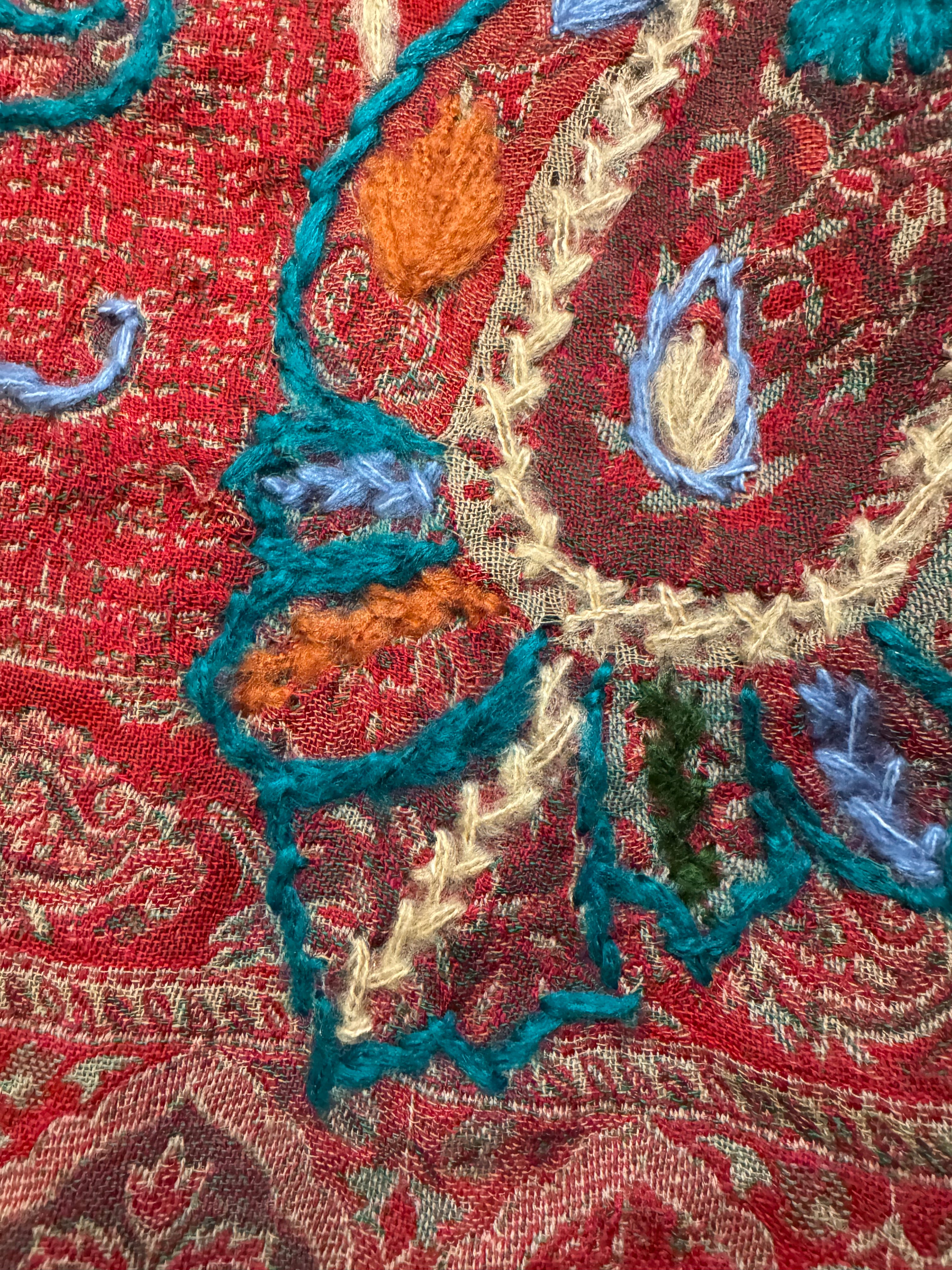 Rising Phoenix Embroidered Pure Wool Shawl