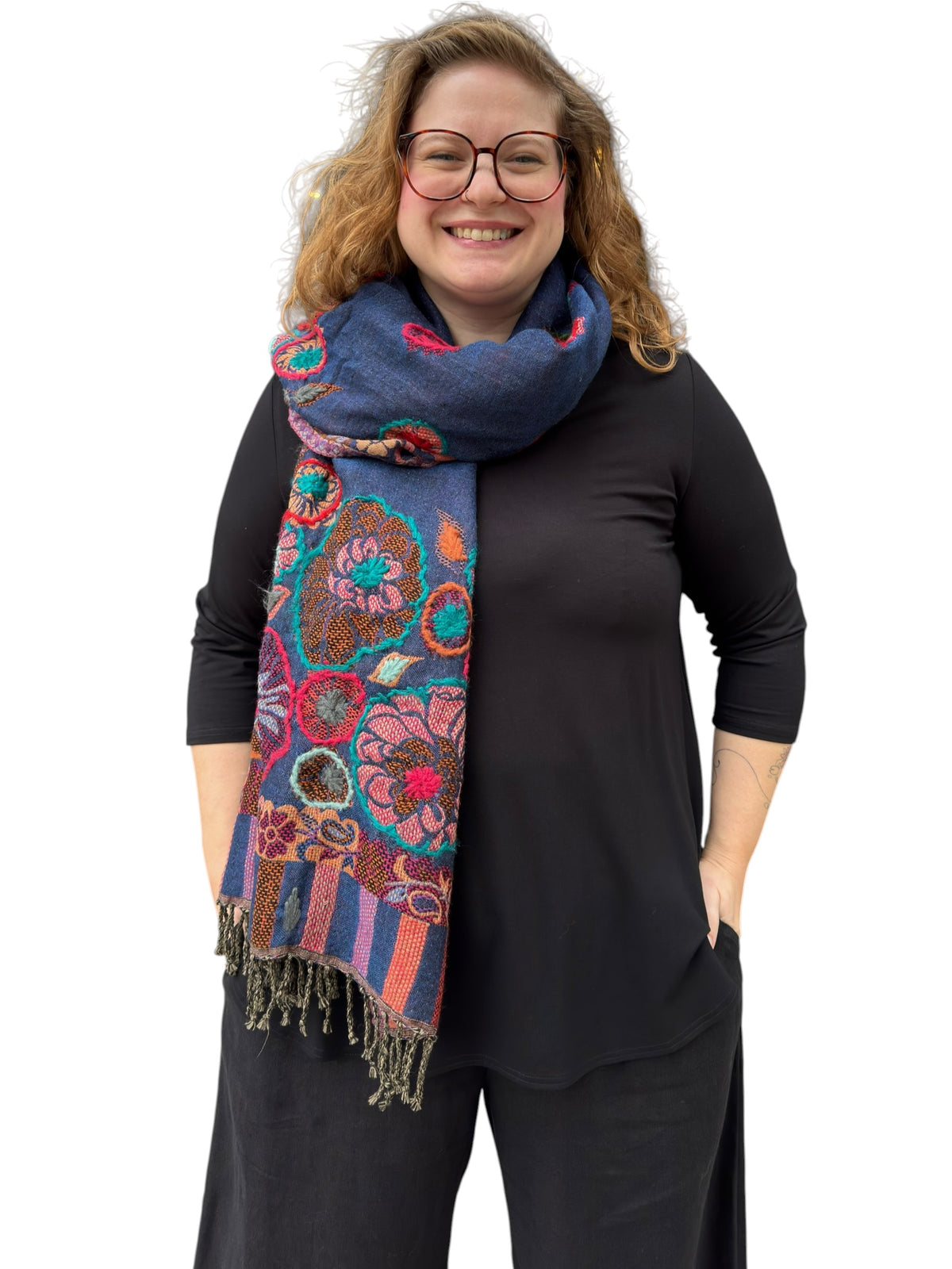 Wanderlust Embroidered Pure Wool Shawl