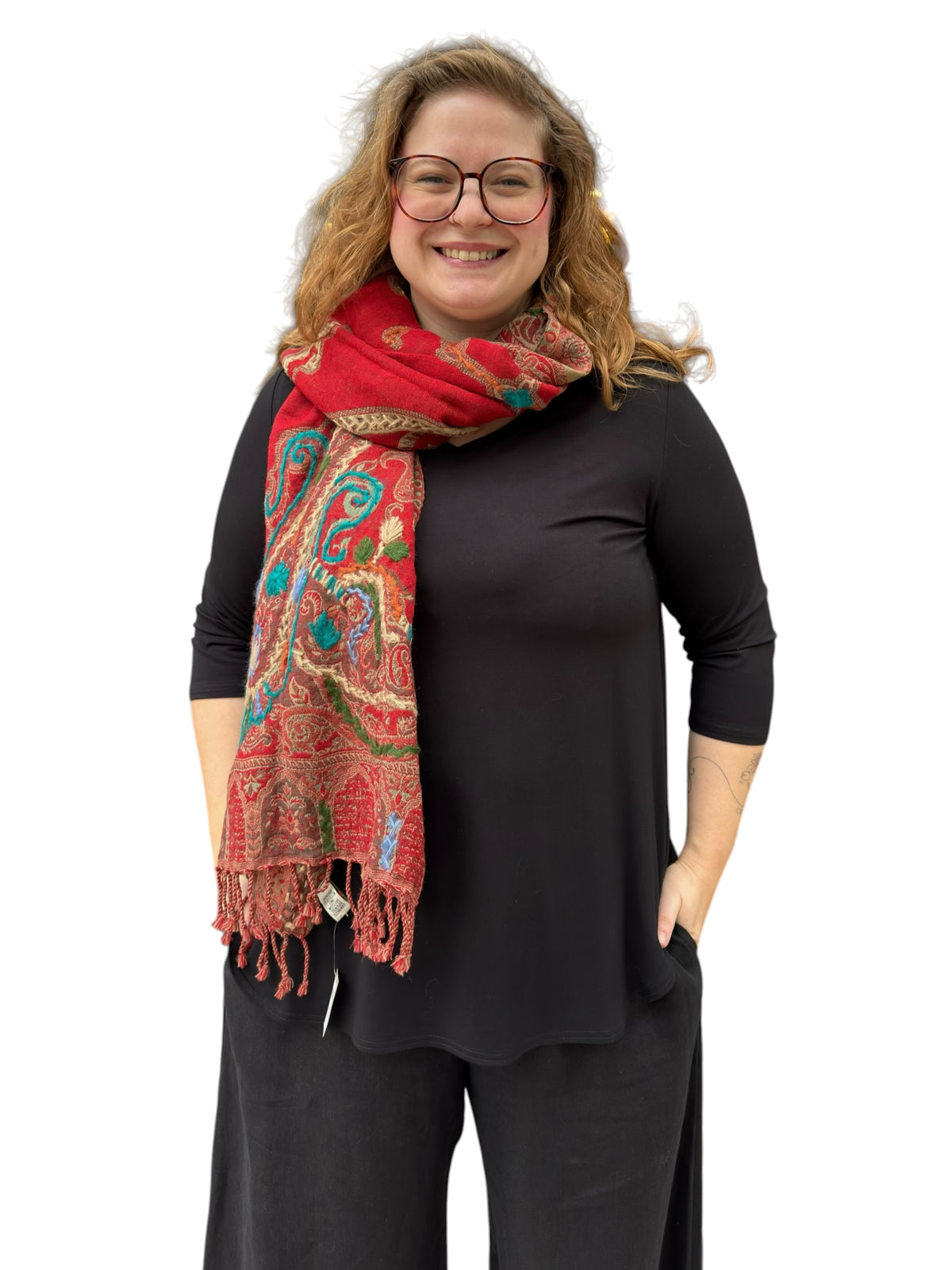 Rising Phoenix Embroidered Pure Wool Shawl