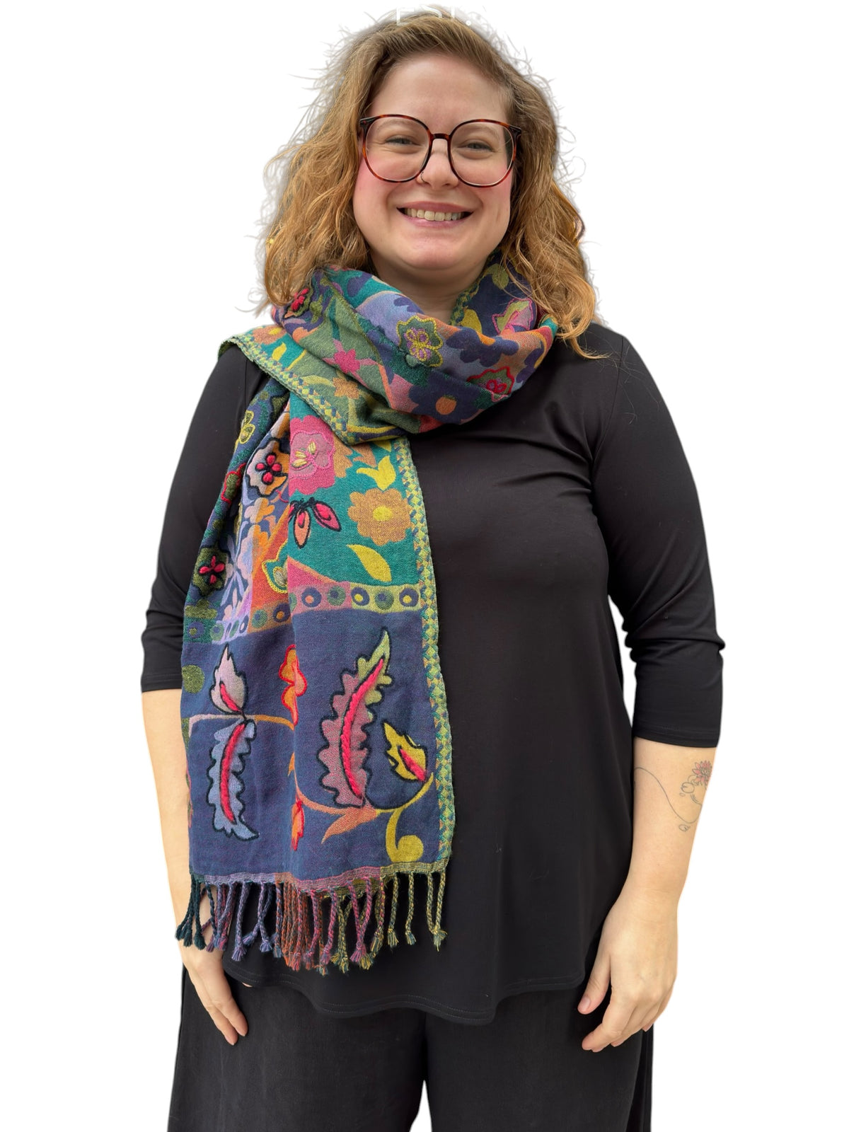Enchanted Garden Embroidered Pure Wool Shawl