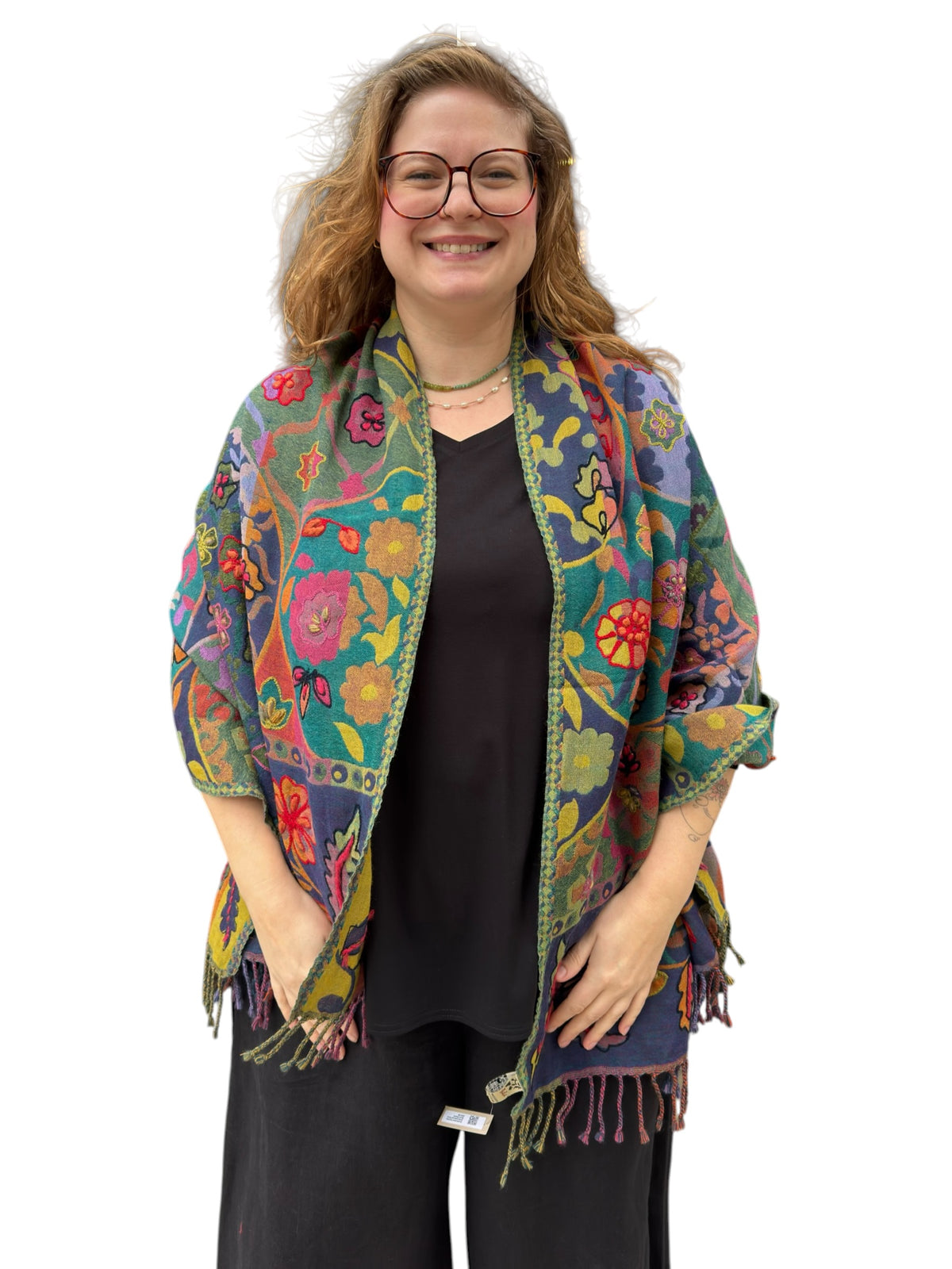 Enchanted Garden Embroidered Pure Wool Shawl