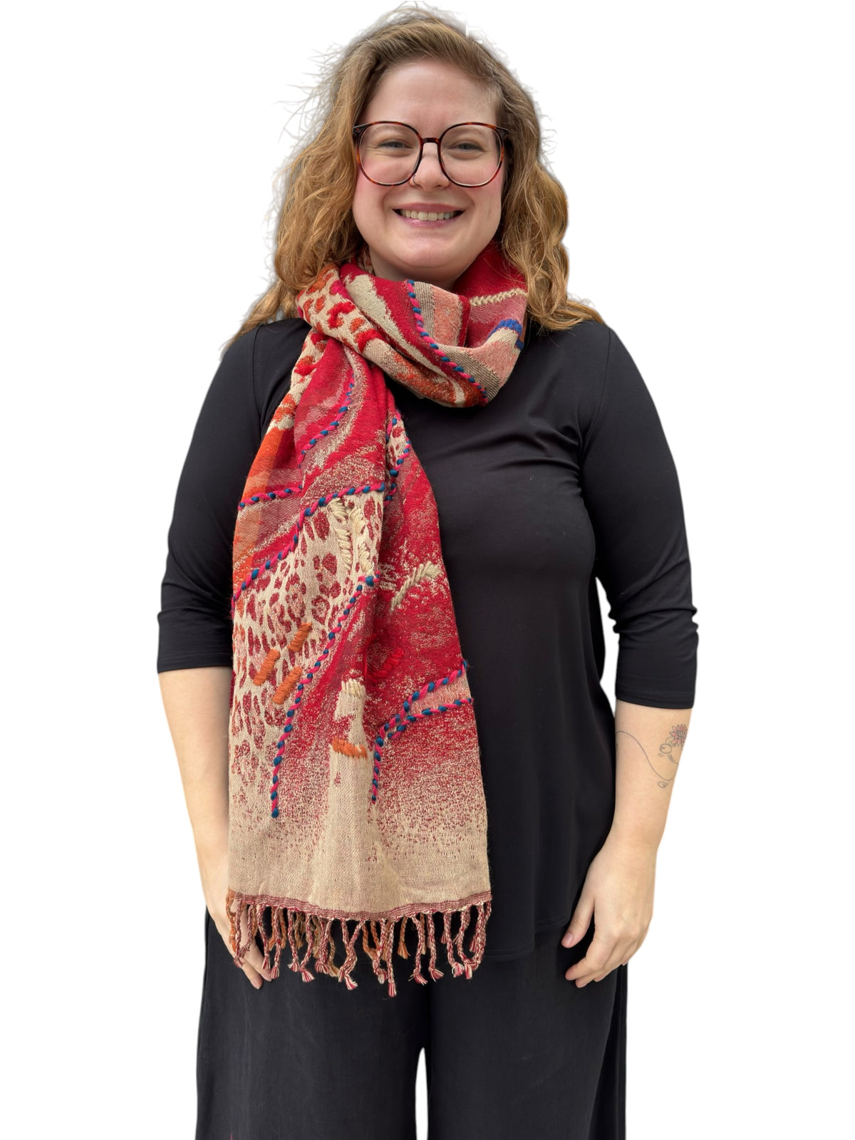 Serendipitous Embroidered Pure Wool Shawl