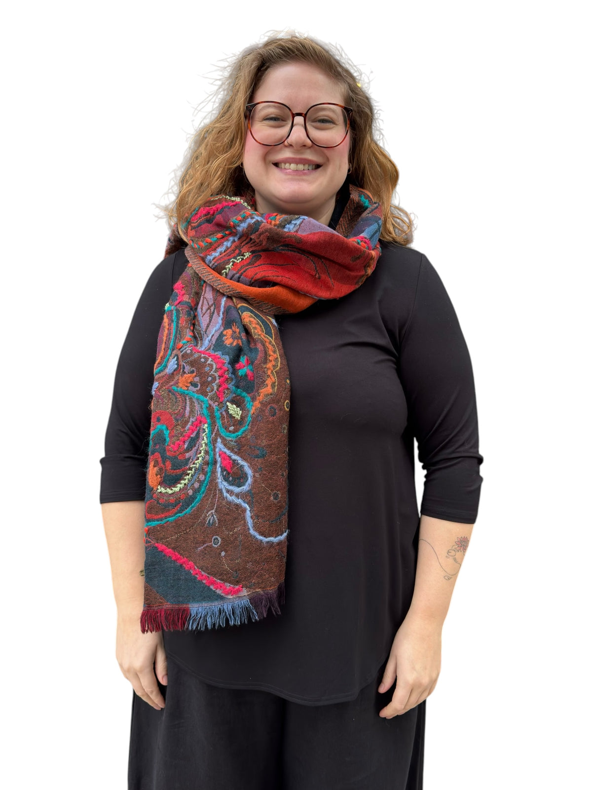 Effervescence Embroidered Pure Wool Shawl