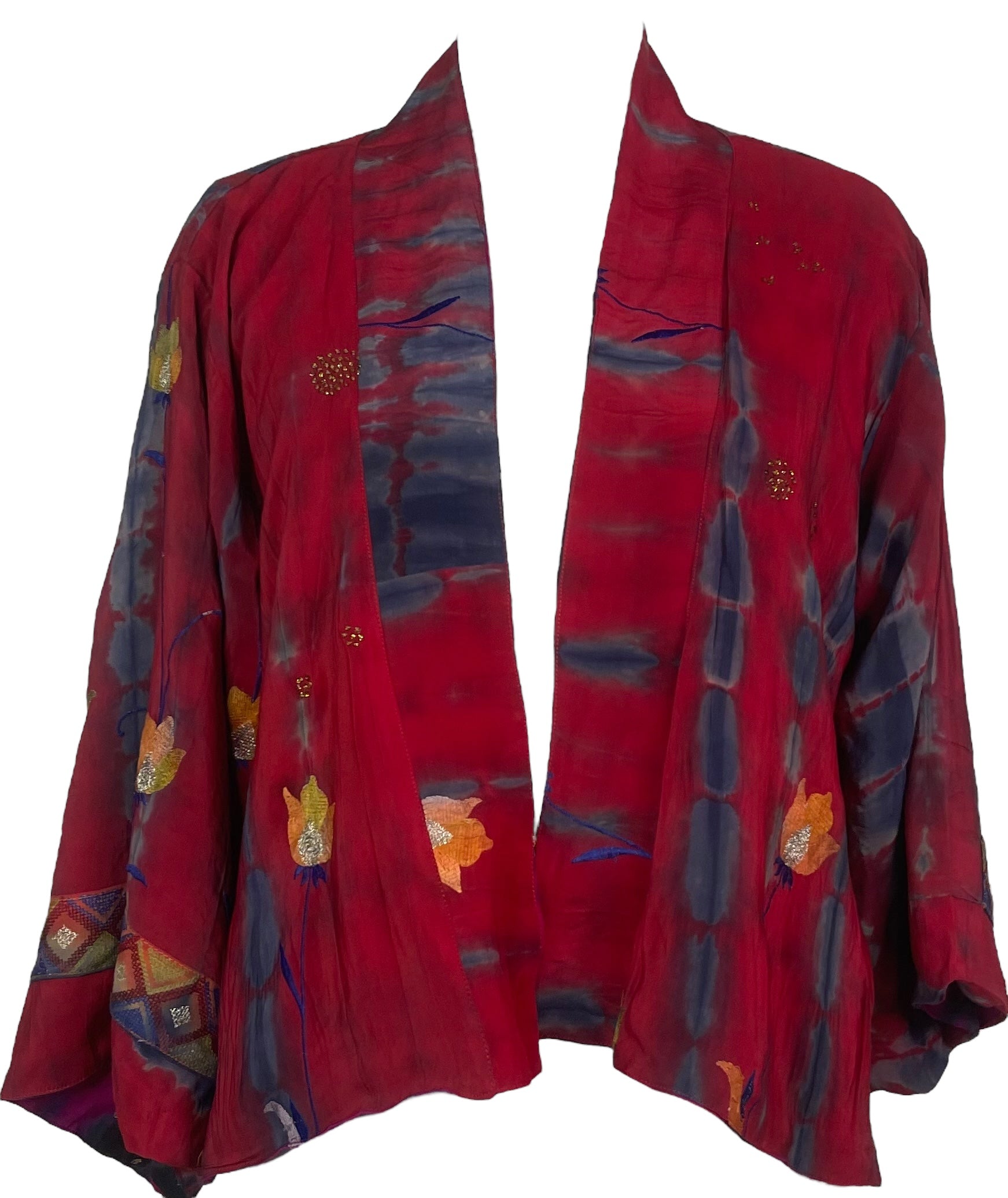 PREVIEW PRC8364 Avatar Reversible Pure Silk Jiva Jacket with Slits by DECEMBER2025 – Handmade ethical Jiva Jacket from sariKNOTsari using upcycled silk. Designed in Canada for travel and slow fashion, loved from Toronto to LA to Sydney.