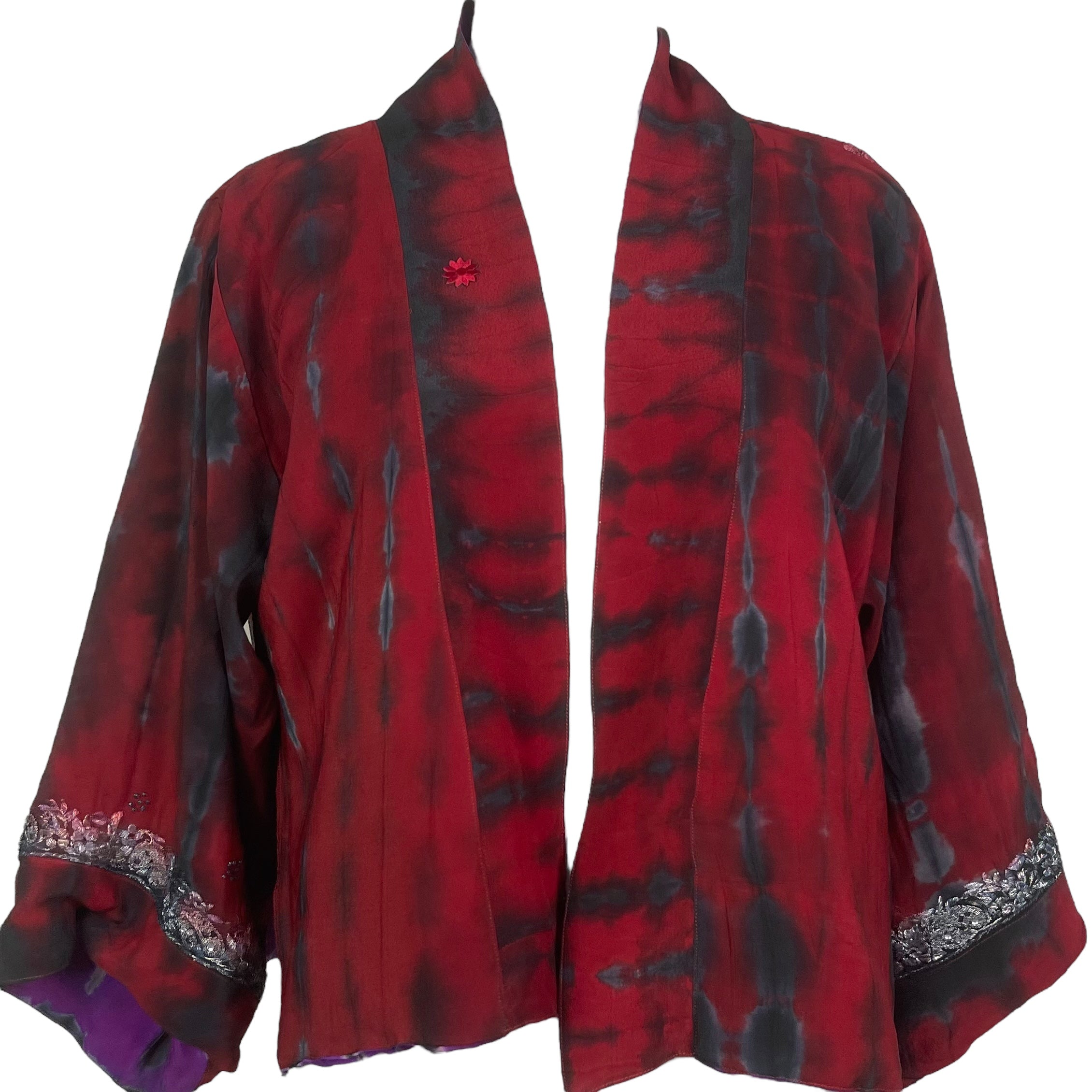 PREVIEW PRC8366 Avatar Reversible Pure Silk Jiva Jacket with Slits by DECEMBER2025 – Handmade ethical Jiva Jacket from sariKNOTsari using upcycled silk. Designed in Canada for travel and slow fashion, loved from Toronto to LA to Sydney.