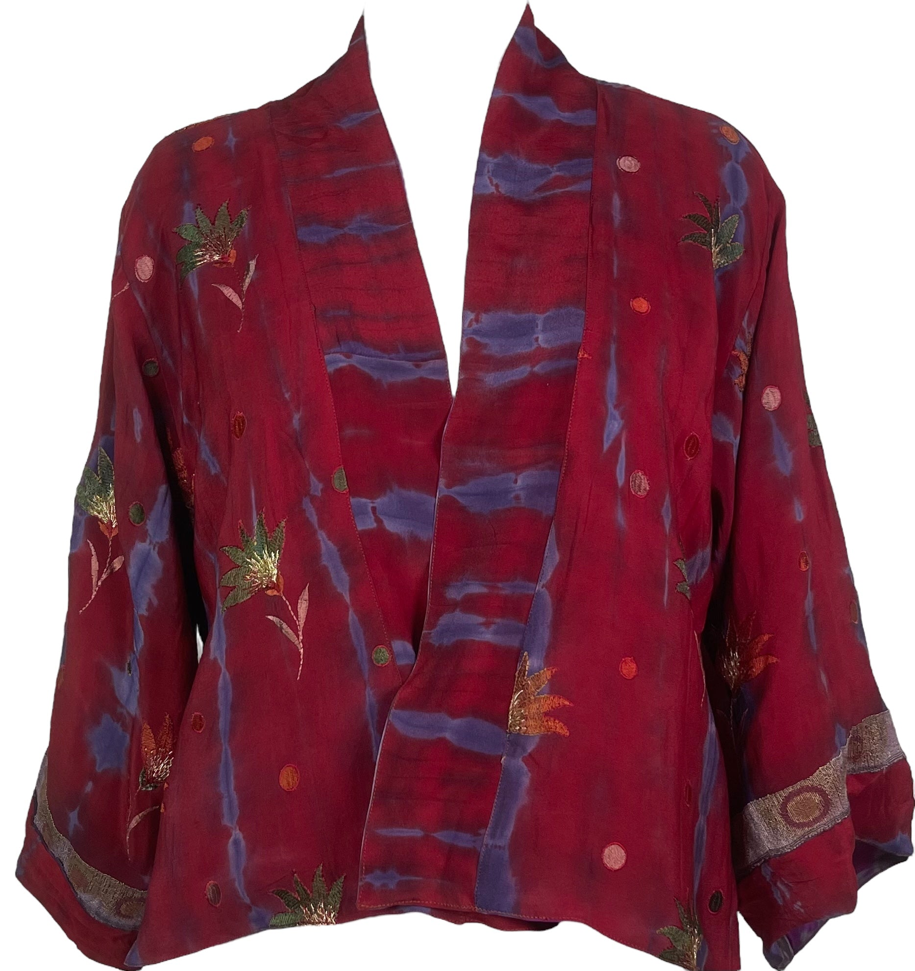 PREVIEW PRC8359 Avatar Reversible Pure Silk Jiva Jacket with Slits by DECEMBER2025 – Handmade ethical Jiva Jacket from sariKNOTsari using upcycled silk. Designed in Canada for travel and slow fashion, loved from Toronto to LA to Sydney.