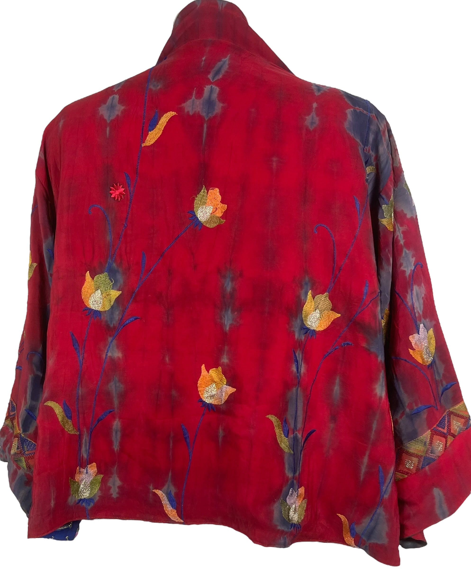 PREVIEW PRC8370 Avatar Reversible Pure Silk Jiva Jacket with Slits by DECEMBER2025 – Handmade ethical Jiva Jacket from sariKNOTsari using upcycled silk. Designed in Canada for travel and slow fashion, loved from Toronto to LA to Sydney.