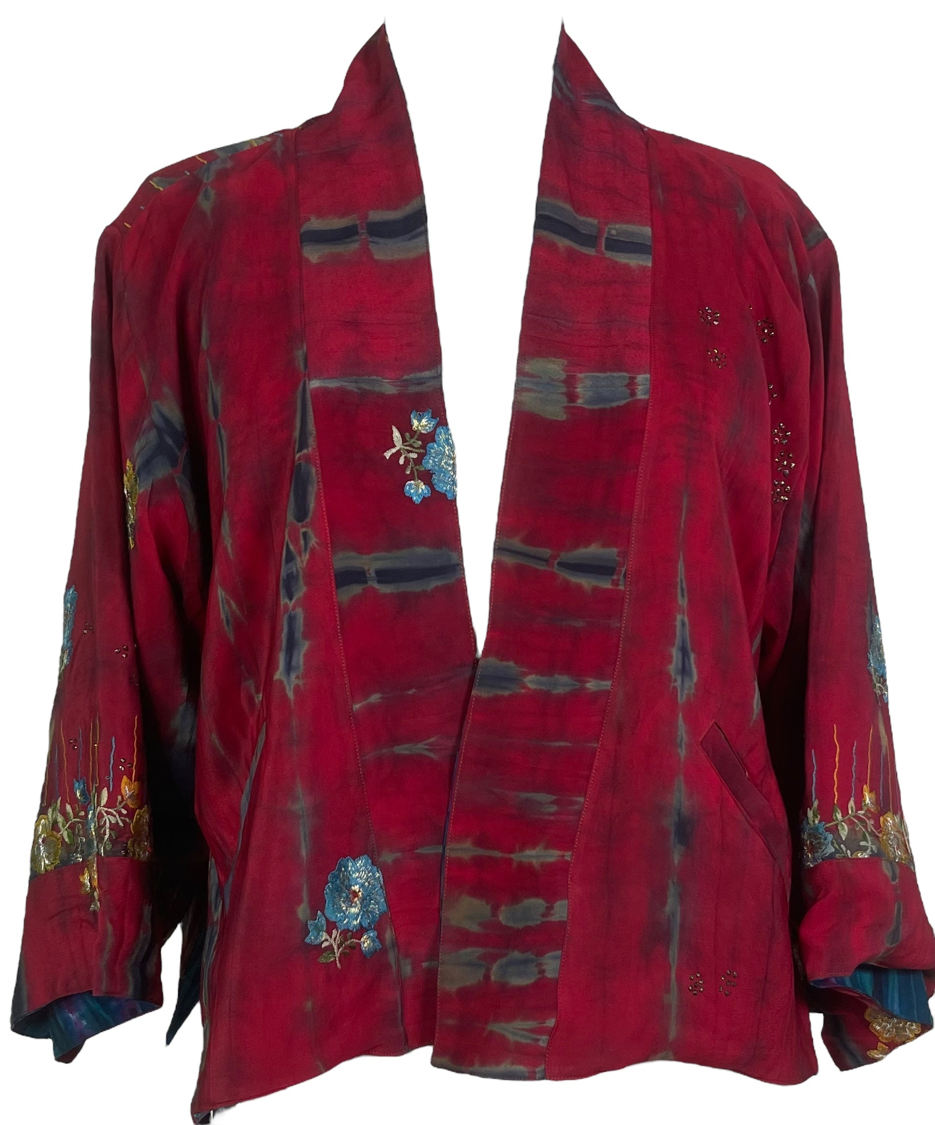 PREVIEW PRC8365 Avatar Reversible Pure Silk Jiva Jacket with Slits by DECEMBER2025 – Handmade ethical Jiva Jacket from sariKNOTsari using upcycled silk. Designed in Canada for travel and slow fashion, loved from Toronto to LA to Sydney.