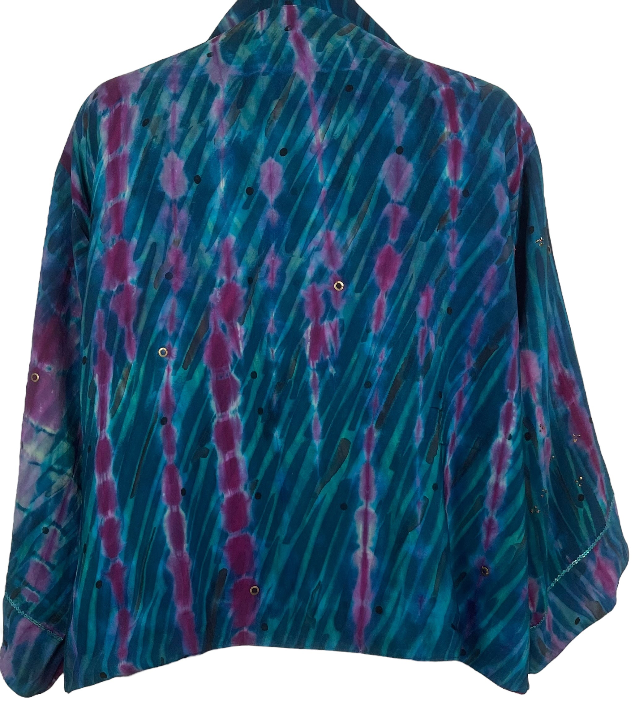 PREVIEW PRC8365 Avatar Reversible Pure Silk Jiva Jacket with Slits by DECEMBER2025 – Handmade ethical Jiva Jacket from sariKNOTsari using upcycled silk. Designed in Canada for travel and slow fashion, loved from Toronto to LA to Sydney.