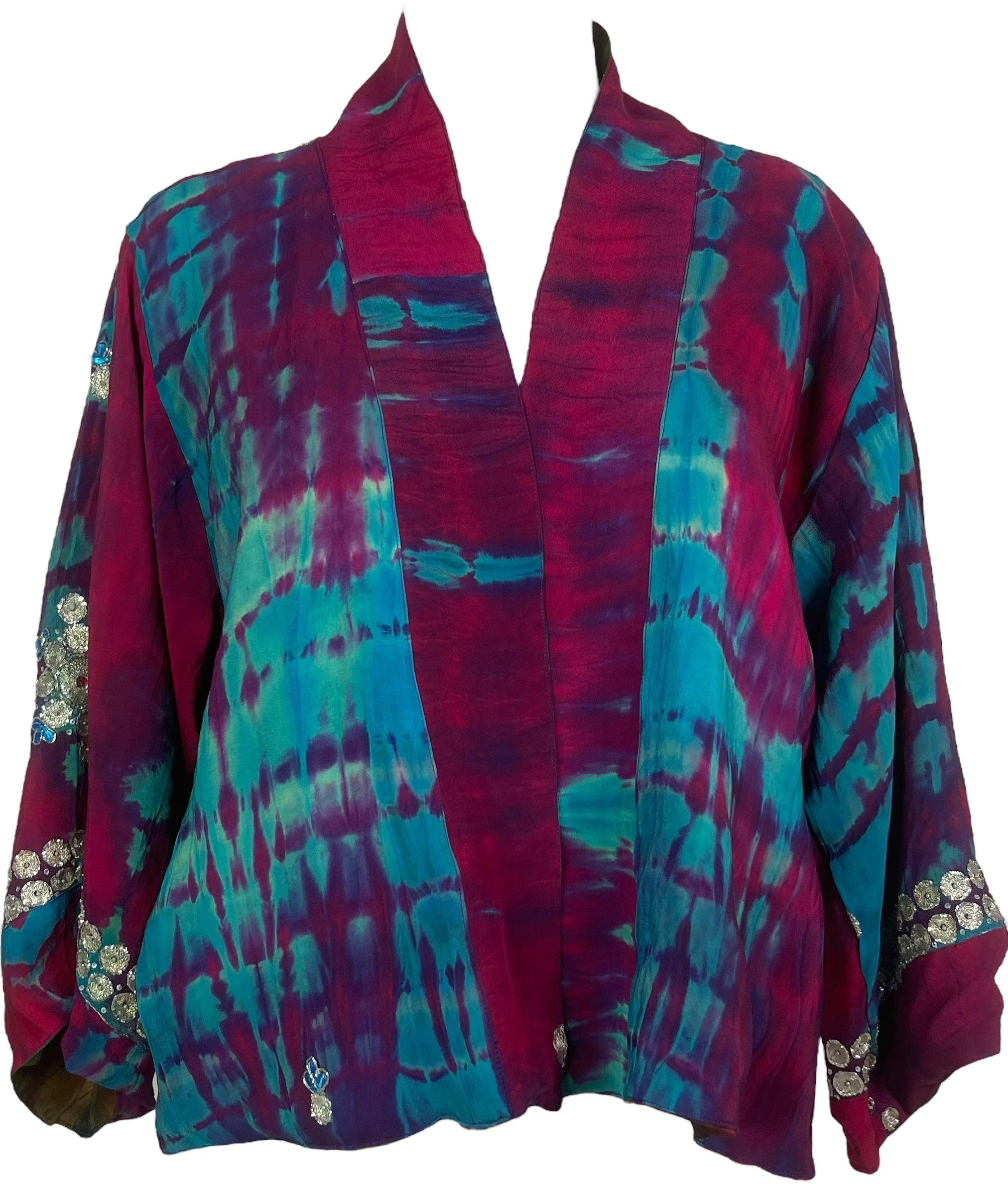 PREVIEW PRC8377 Avatar Reversible Pure Silk Jiva Jacket with Slits by DECEMBER2025 – Handmade ethical Jiva Jacket from sariKNOTsari using upcycled silk. Designed in Canada for travel and slow fashion, loved from Toronto to LA to Sydney.