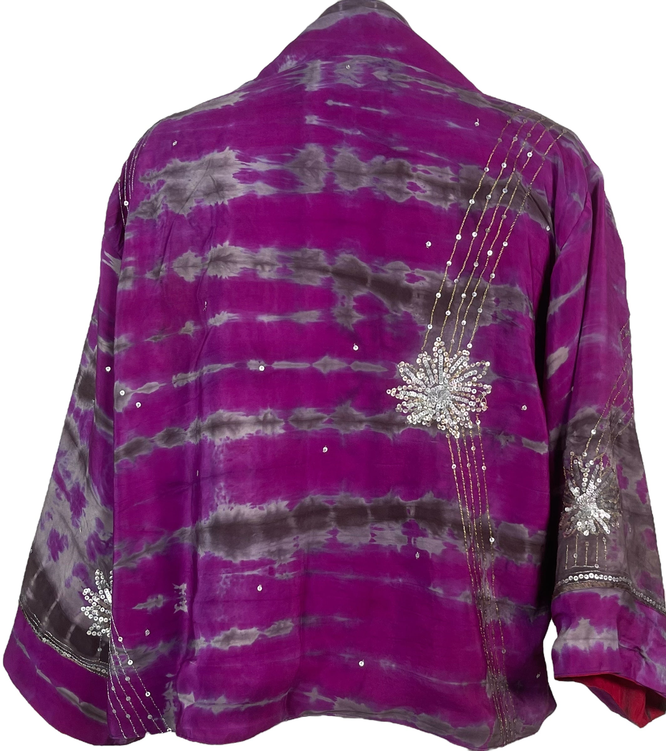 PREVIEW PRC8378 Avatar Reversible Pure Silk Jiva Jacket with Slits by DECEMBER2025 – Handmade ethical Jiva Jacket from sariKNOTsari using upcycled silk. Designed in Canada for travel and slow fashion, loved from Toronto to LA to Sydney.