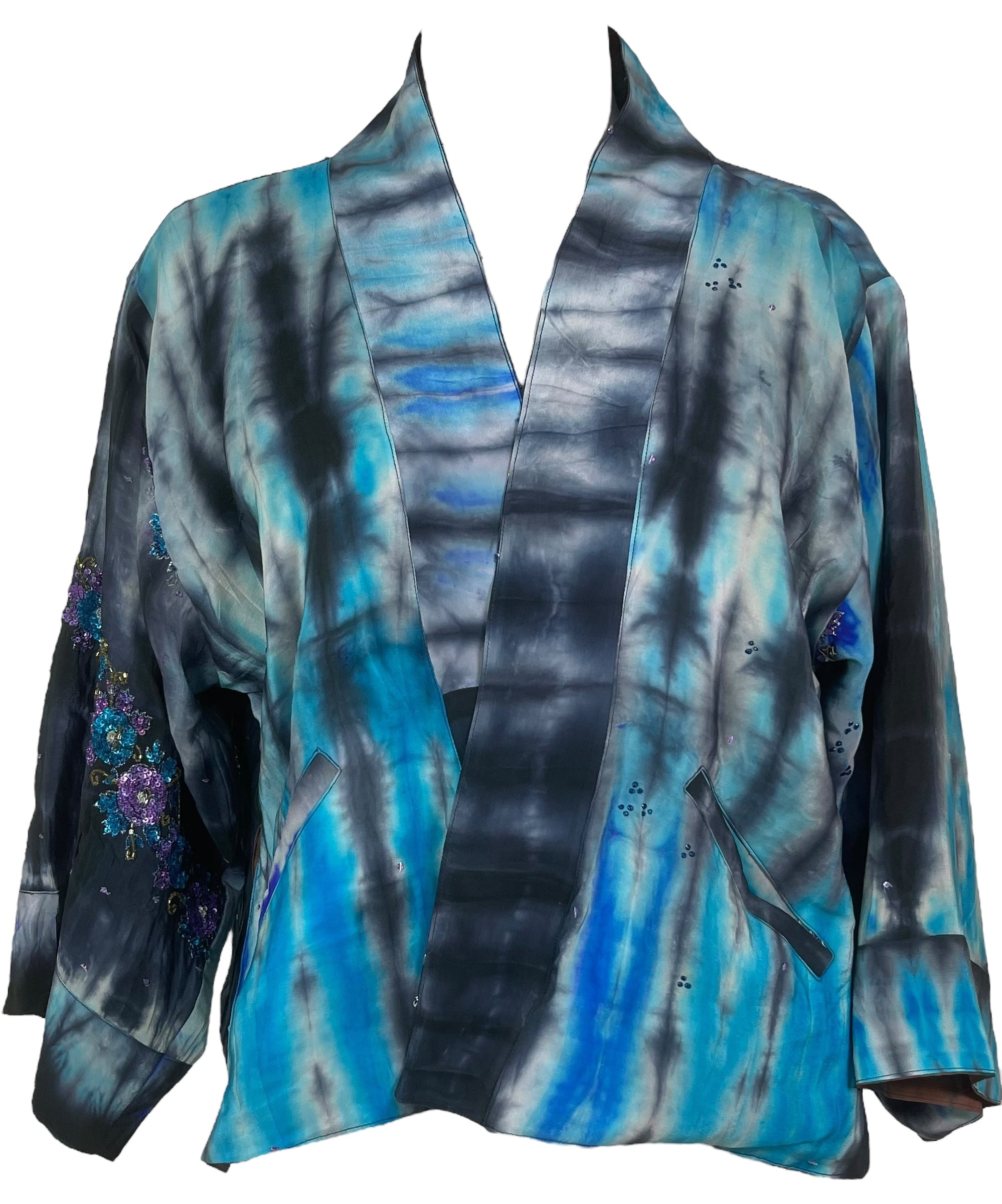 PREVIEW PRC8373 Avatar Reversible Pure Silk Jiva Jacket with Slits by DECEMBER2025 – Handmade ethical Jiva Jacket from sariKNOTsari using upcycled silk. Designed in Canada for travel and slow fashion, loved from Toronto to LA to Sydney.