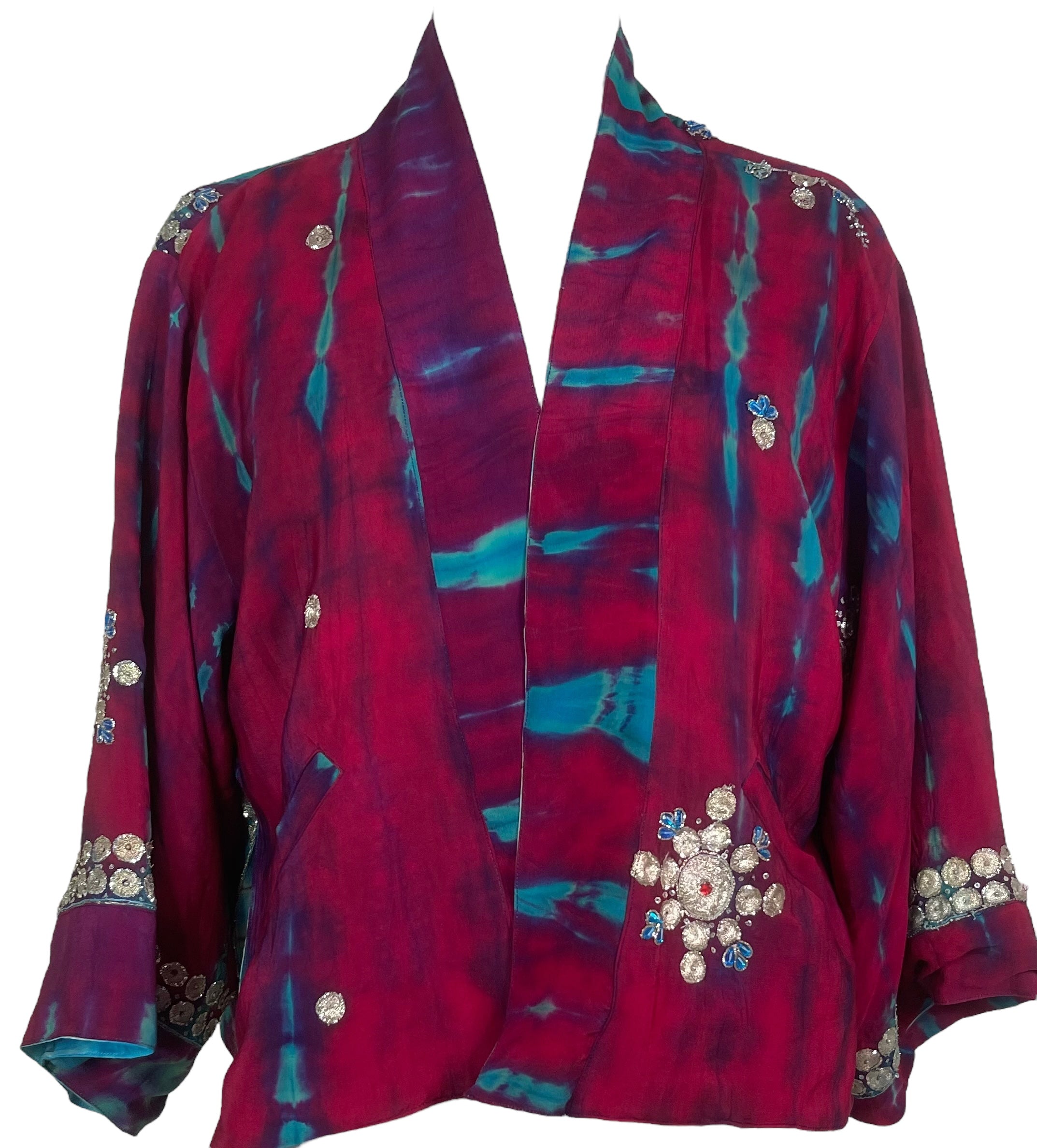 PREVIEW PRC8362 Avatar Reversible Pure Silk Jiva Jacket with Slits by DECEMBER2025 – Handmade ethical Jiva Jacket from sariKNOTsari using upcycled silk. Designed in Canada for travel and slow fashion, loved from Toronto to LA to Sydney.