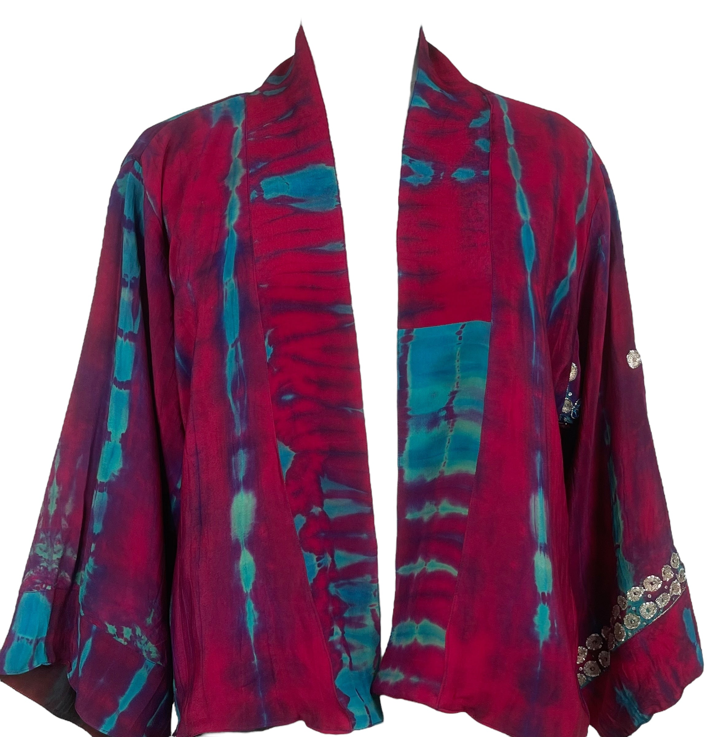 PREVIEW PRC8361 Avatar Reversible Pure Silk Jiva Jacket with Slits by DECEMBER2025 – Handmade ethical Jiva Jacket from sariKNOTsari using upcycled silk. Designed in Canada for travel and slow fashion, loved from Toronto to LA to Sydney.