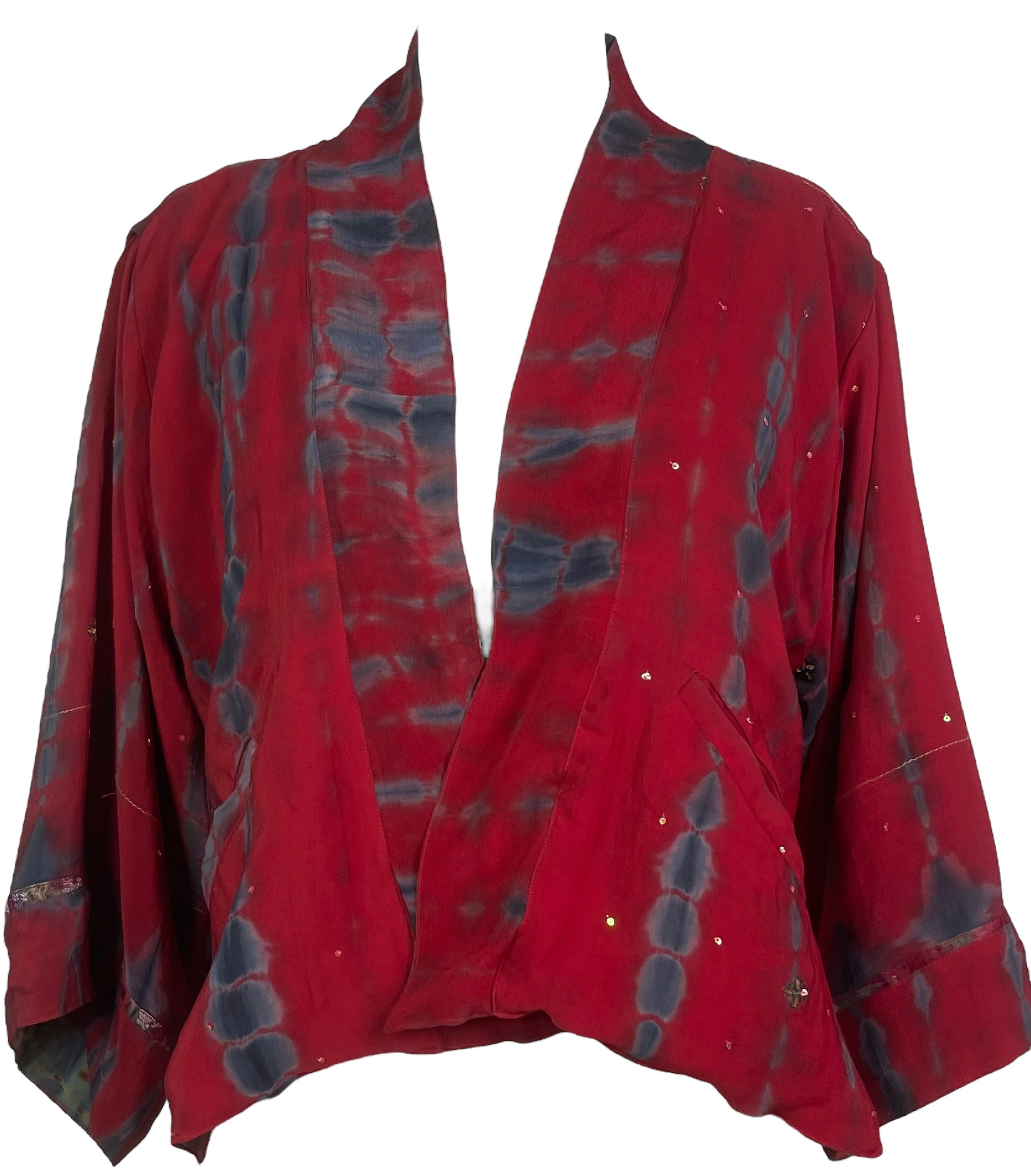 PREVIEW PRC8353 Avatar Reversible Pure Silk Jiva Jacket with Slits by DECEMBER2025 – Handmade ethical Jiva Jacket from sariKNOTsari using upcycled silk. Designed in Canada for travel and slow fashion, loved from Toronto to LA to Sydney.