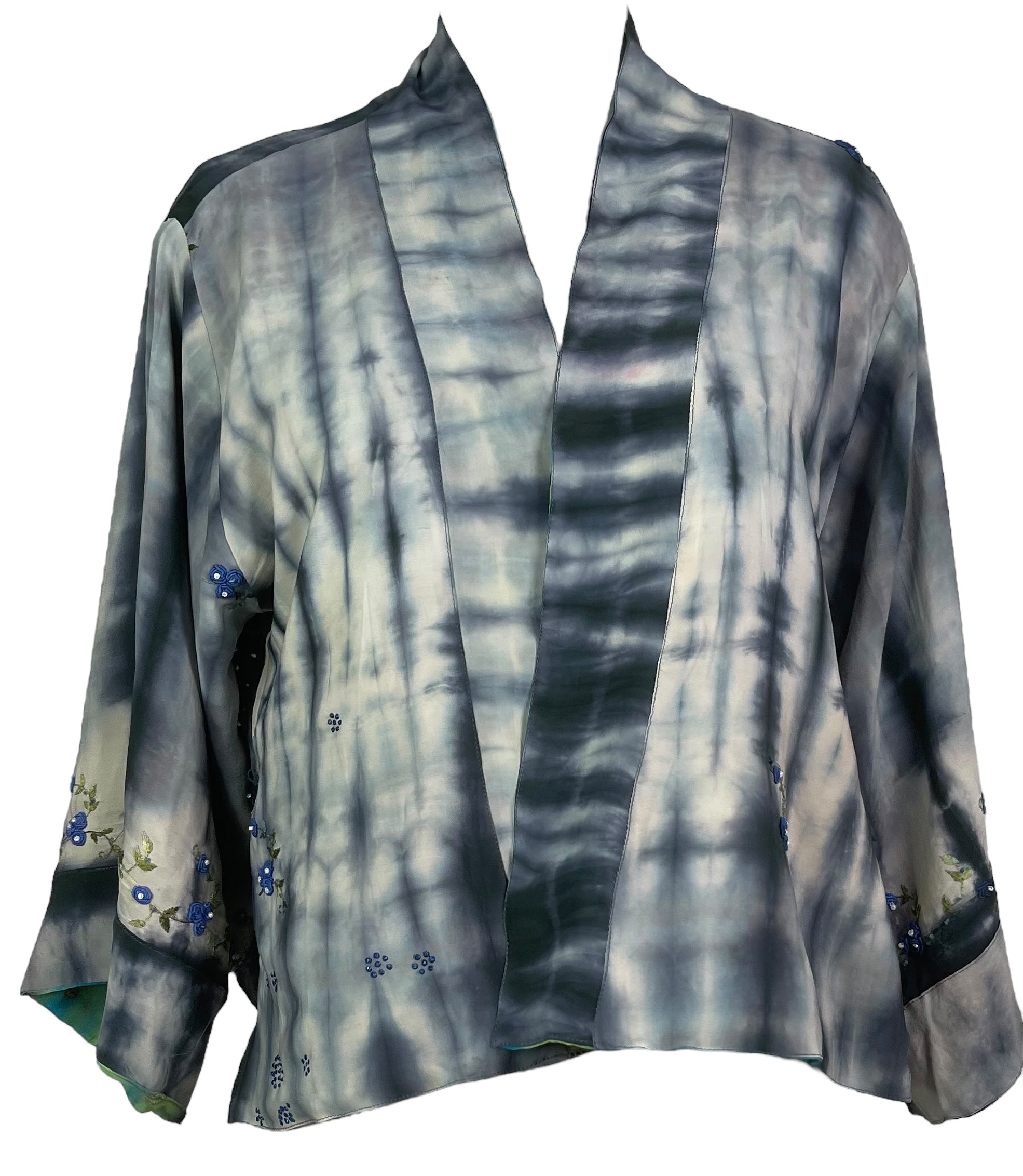 PREVIEW PRC8369  Avatar Reversible Pure Silk Jiva Jacket with Slits by DECEMBER2025 – Handmade ethical Jiva Jacket from sariKNOTsari using upcycled silk. Designed in Canada for travel and slow fashion, loved from Toronto to LA to Sydney.