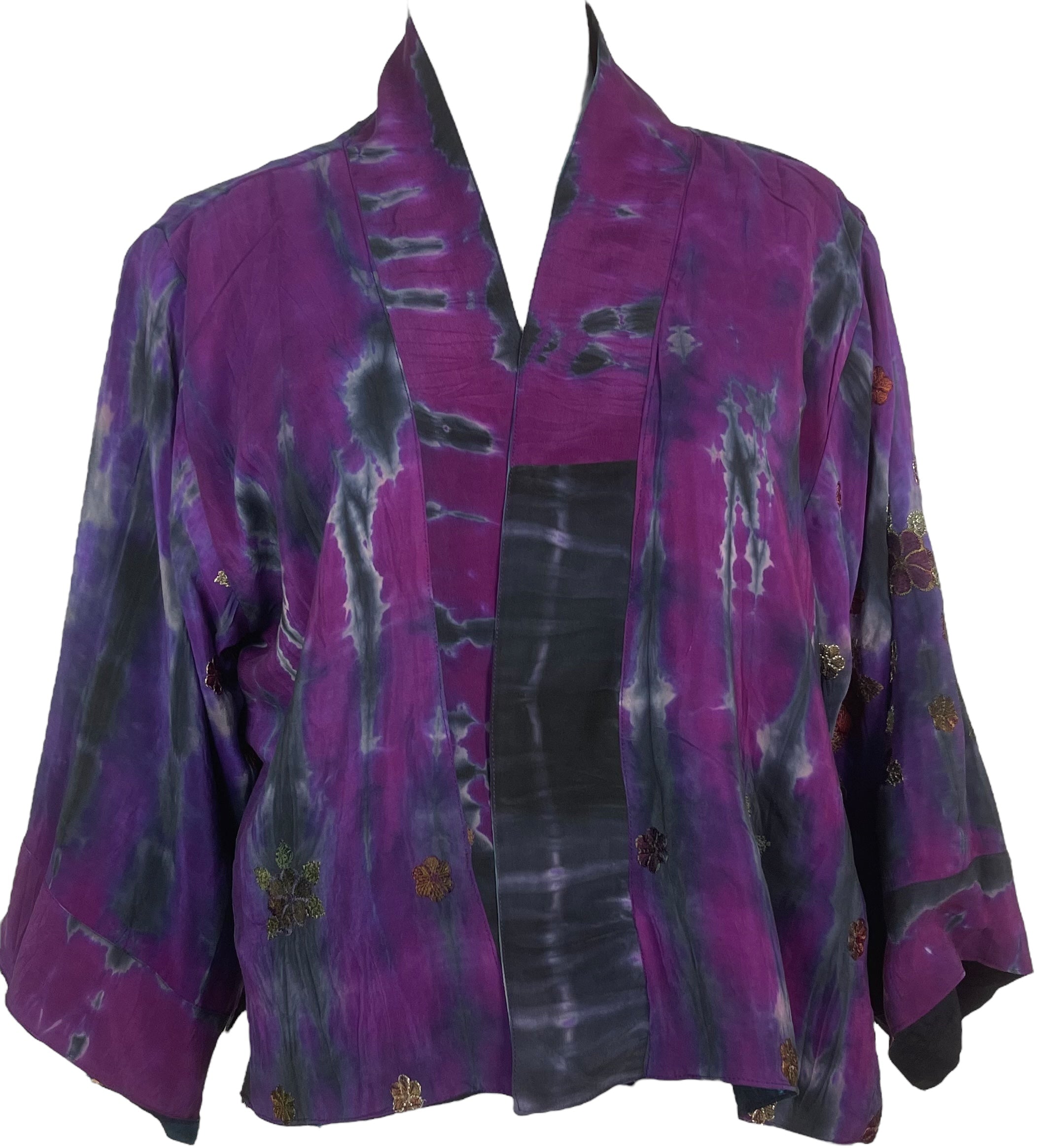 PREVIEW PRC8389 Avatar Reversible Pure Silk Jiva Jacket with Slits by DECEMBER2025 – Handmade ethical Jiva Jacket from sariKNOTsari using upcycled silk. Designed in Canada for travel and slow fashion, loved from Toronto to LA to Sydney.