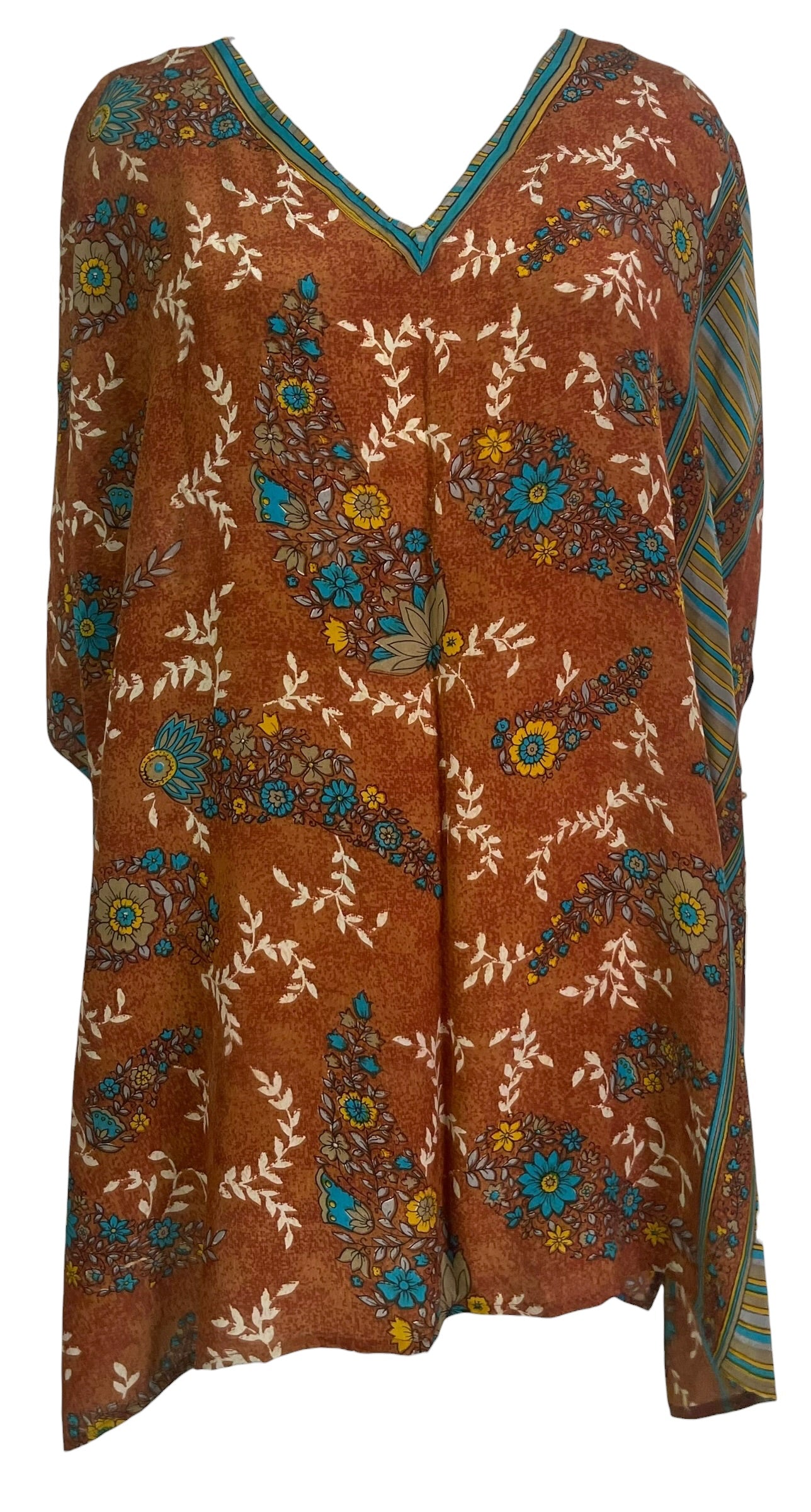 PRC8739 Wabi Sabi Pure Silk Short Kaftan Tunic With Slits