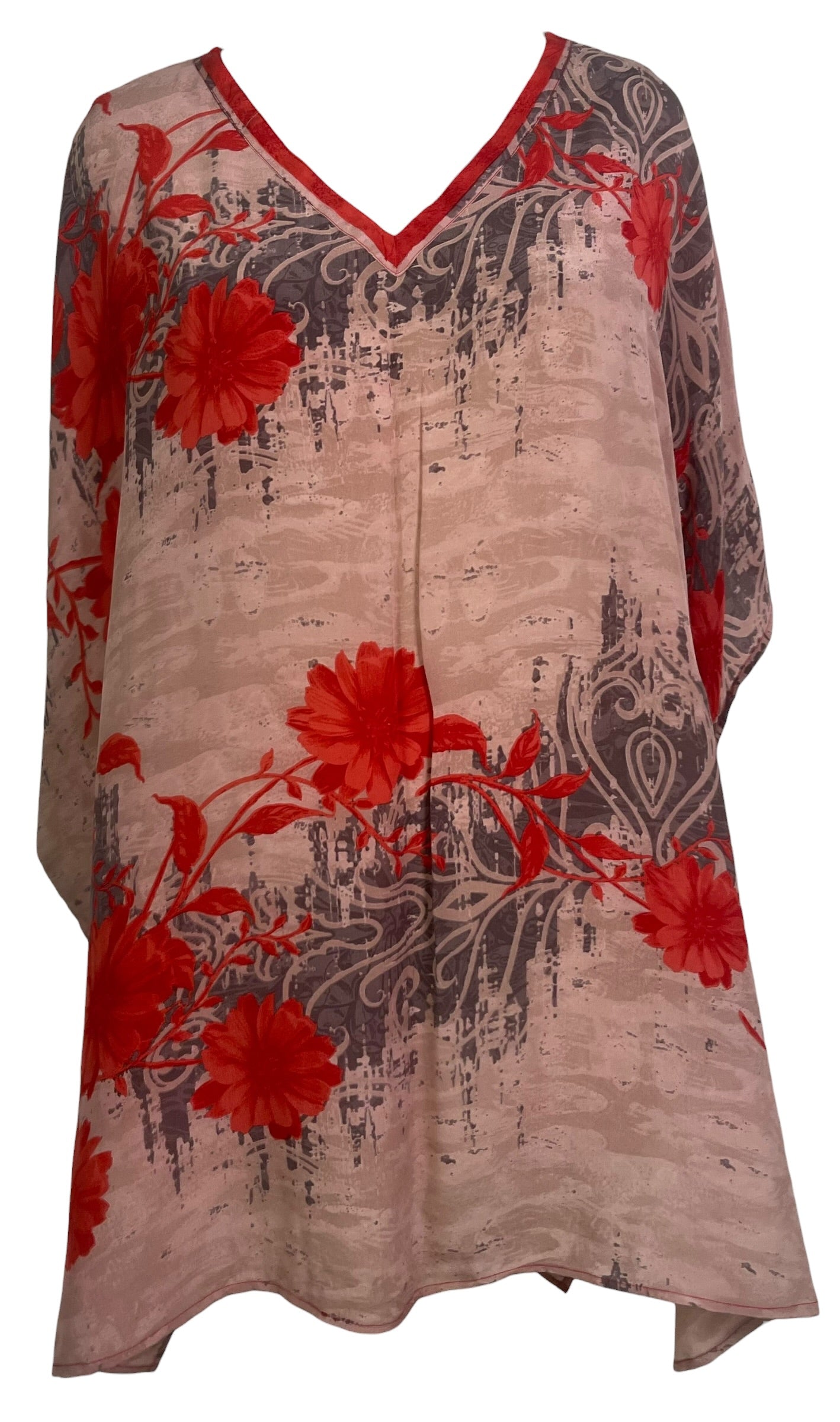 PRC8743 Wabi Sabi Pure Silk Short Kaftan Tunic With Slits