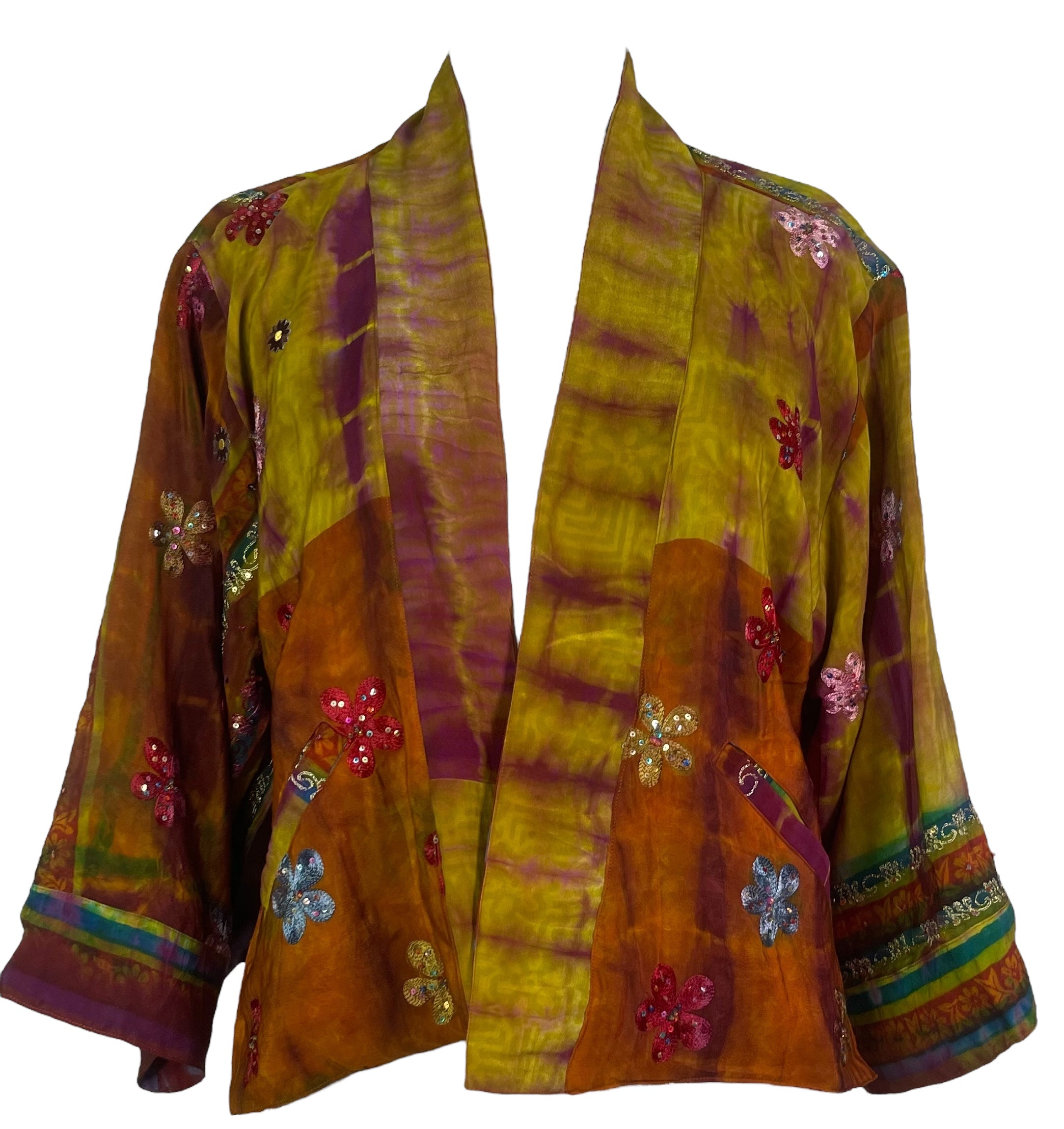 PREVIEW PRC8355 Avatar Reversible Pure Silk Jiva Jacket with Slits by DECEMBER2025 – Handmade ethical Jiva Jacket from sariKNOTsari using upcycled silk. Designed in Canada for travel and slow fashion, loved from Toronto to LA to Sydney.
