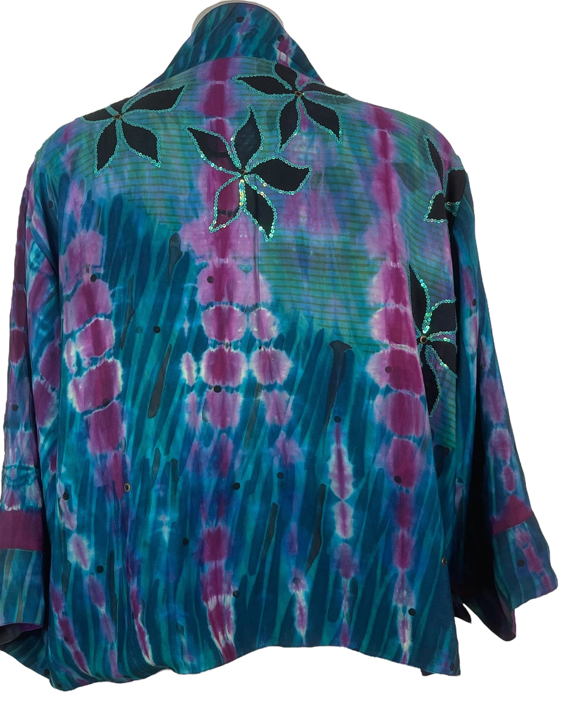 PREVIEW PRC7919 Avatar Reversible Pure Silk Jiva Jacket with Slits by DECEMBER2025 – Handmade ethical Jiva Jacket from sariKNOTsari using upcycled silk. Designed in Canada for travel and slow fashion, loved from Toronto to LA to Sydney.