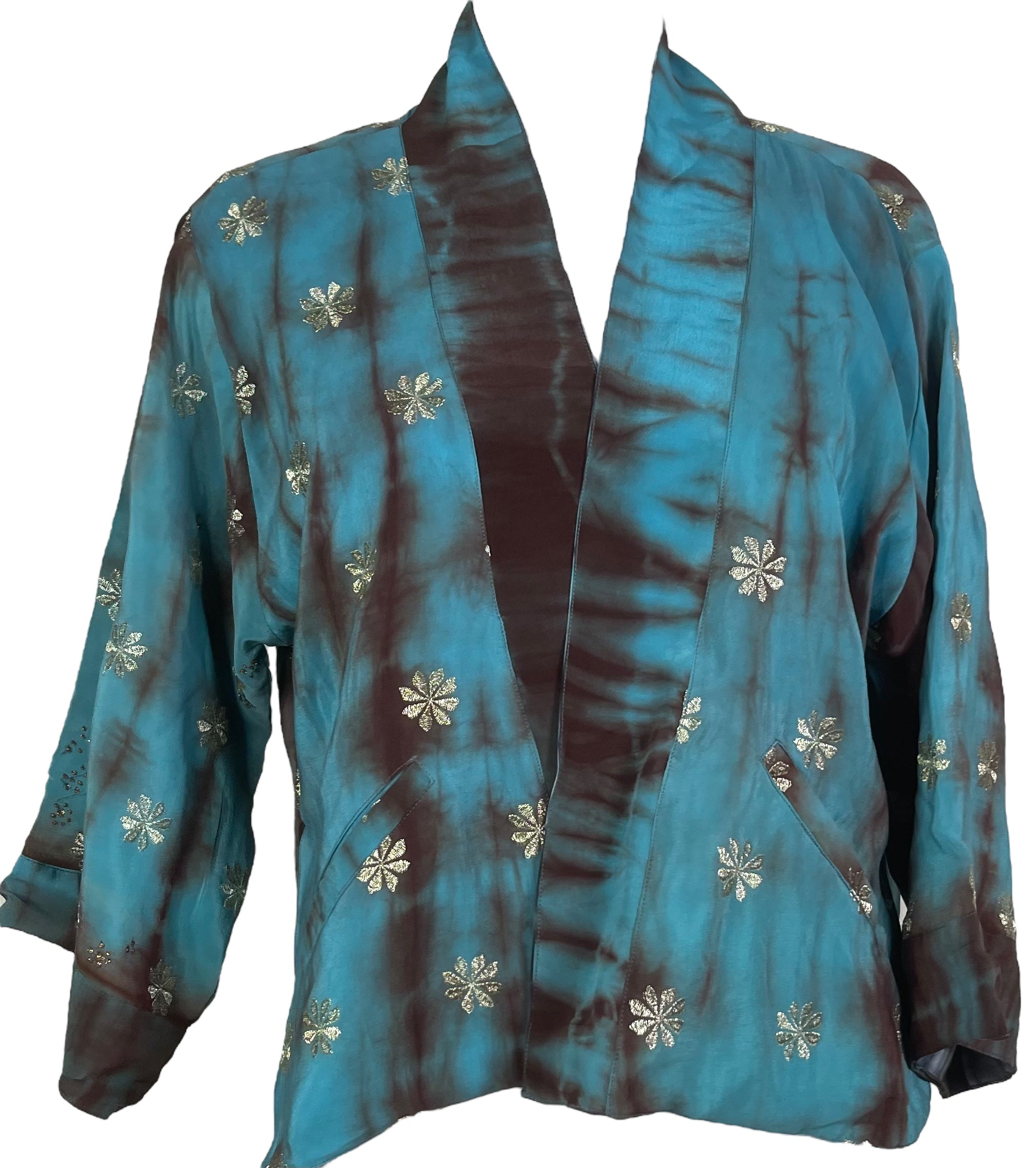 PREVIEW PRC7918 Avatar Reversible Pure Silk Jiva Jacket with Slits by DECEMBER2025 – Handmade ethical Jiva Jacket from sariKNOTsari using upcycled silk. Designed in Canada for travel and slow fashion, loved from Toronto to LA to Sydney.