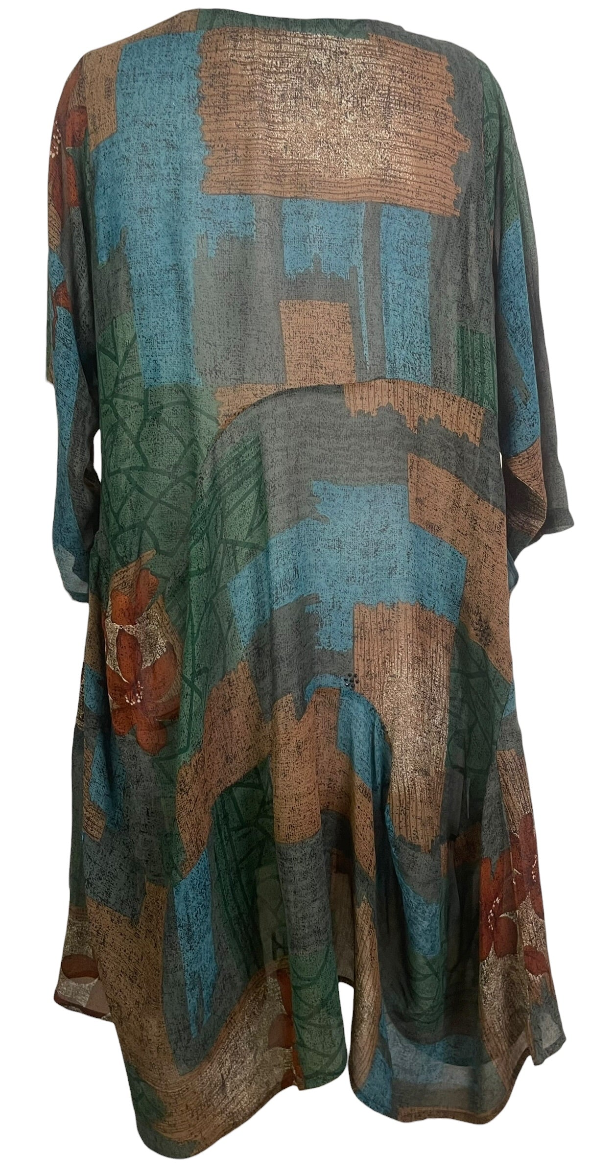 PRC9167 Sheer Avatar Pure Silk Sculptural Long Tunic Dress