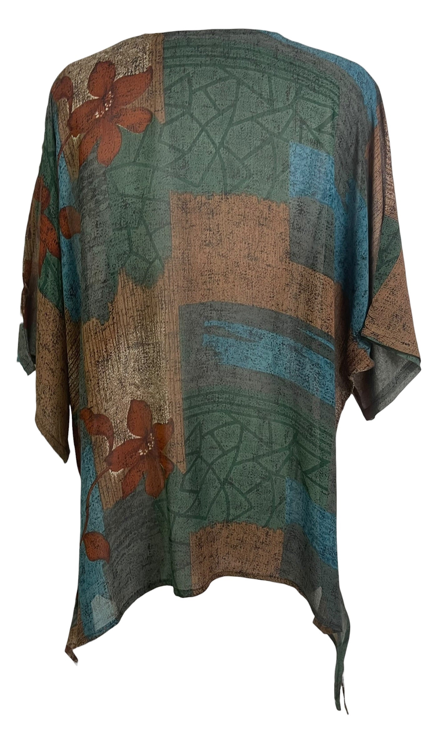 PRG9167 Sheer Avatar Pure Silk Long Tunic with Side Ties