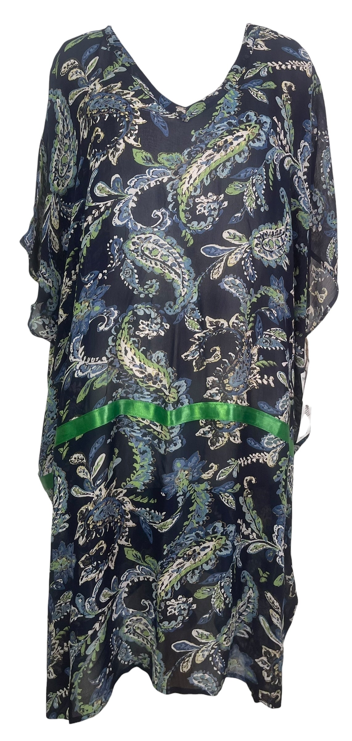 PREVIEW PRG8335 Sheer  Avatar Pure Silk Midi Length Kaftan by FEBRUARY2026 – Handmade ethical Midi Length Kaftan from sariKNOTsari using upcycled silk. Designed in Canada for travel and slow fashion, loved from Toronto to LA to Sydney.