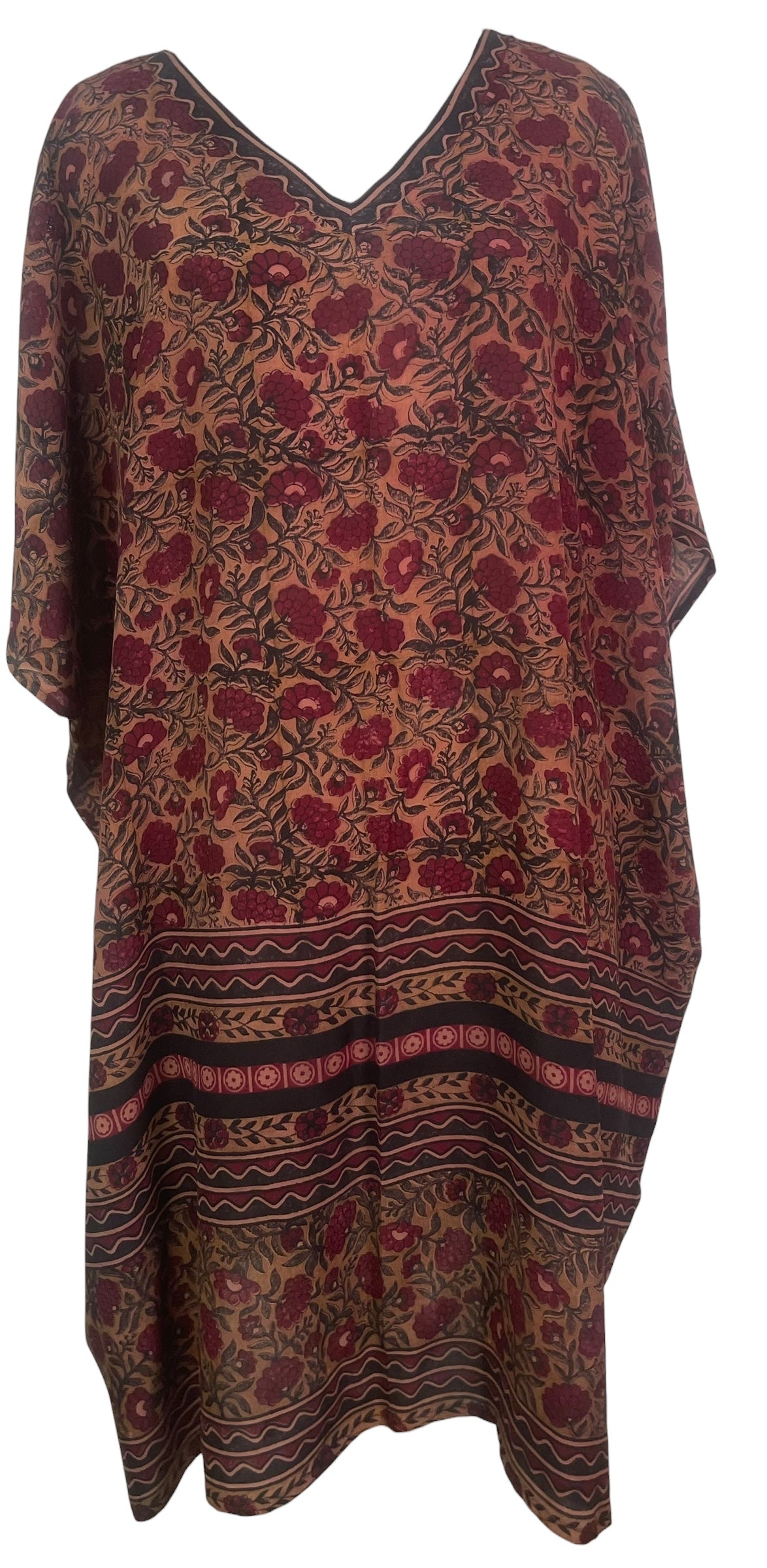 PREVIEW PRC8544  Avatar Pure Silk Midi Length Kaftan by FEBRUARY2026 – Handmade ethical Midi Length Kaftan from sariKNOTsari using upcycled silk. Designed in Canada for travel and slow fashion, loved from Toronto to LA to Sydney.