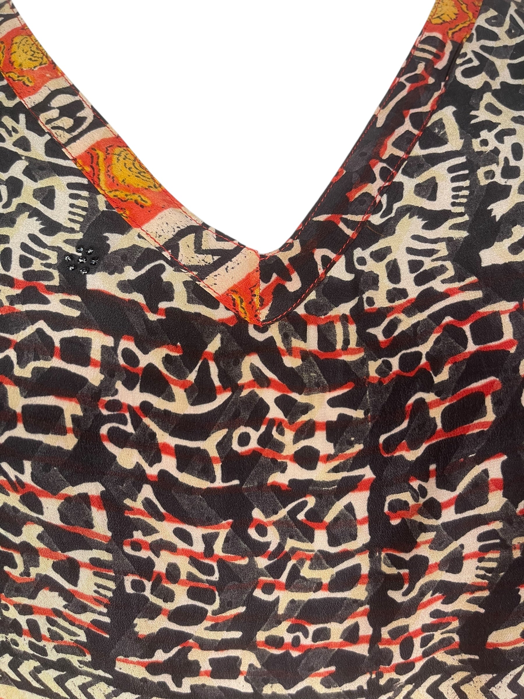 PREVIEW PRC8549  Avatar Pure Silk Midi Length Kaftan by FEBRUARY2026 – Handmade ethical Midi Length Kaftan from sariKNOTsari using upcycled silk. Designed in Canada for travel and slow fashion, loved from Toronto to LA to Sydney.