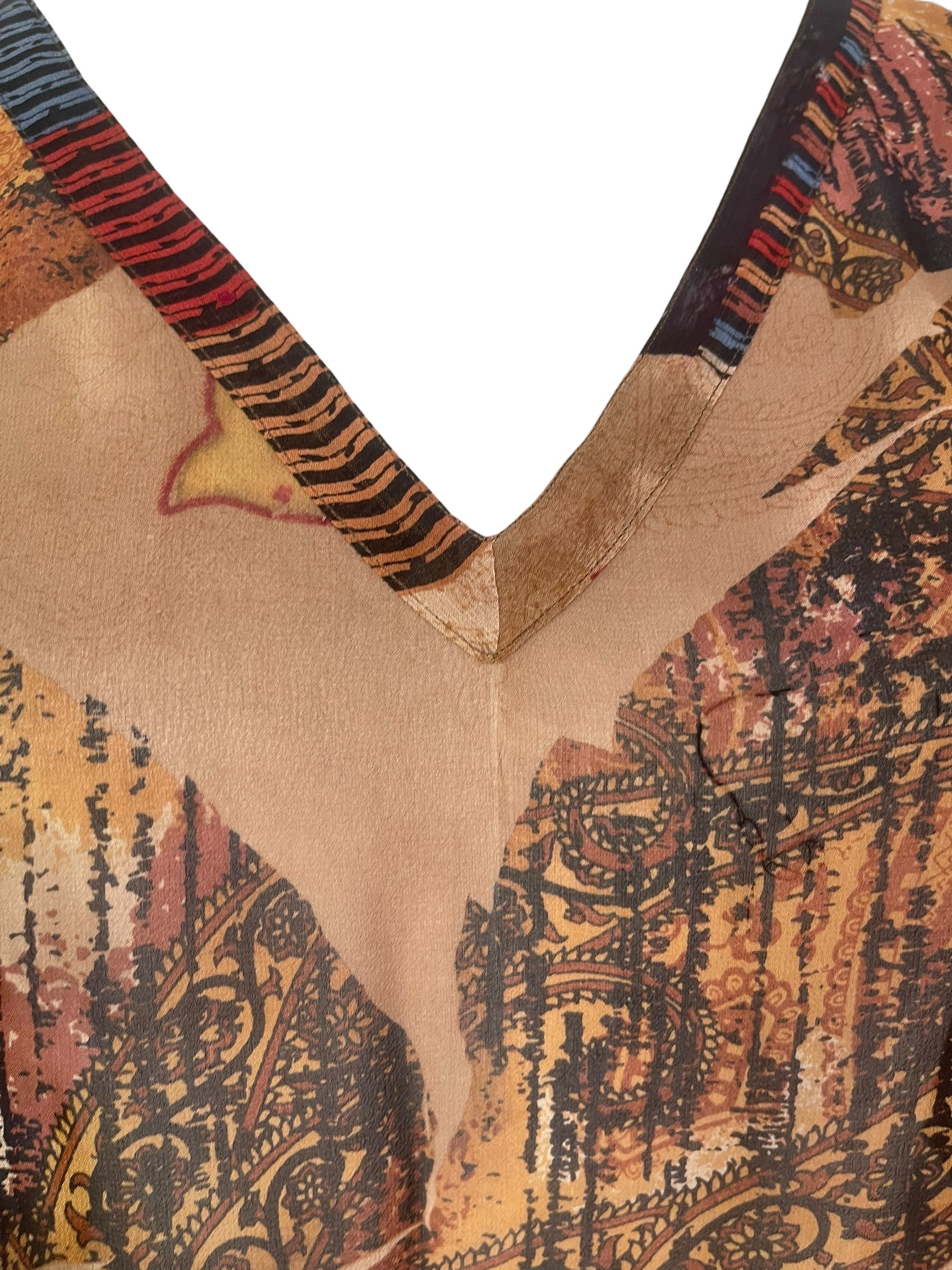 PREVIEW PRG8218 Sheer Avatar Pure Silk Midi Length Kaftan by FEBRUARY2026 – Handmade ethical Midi Length Kaftan from sariKNOTsari using upcycled silk. Designed in Canada for travel and slow fashion, loved from Toronto to LA to Sydney.