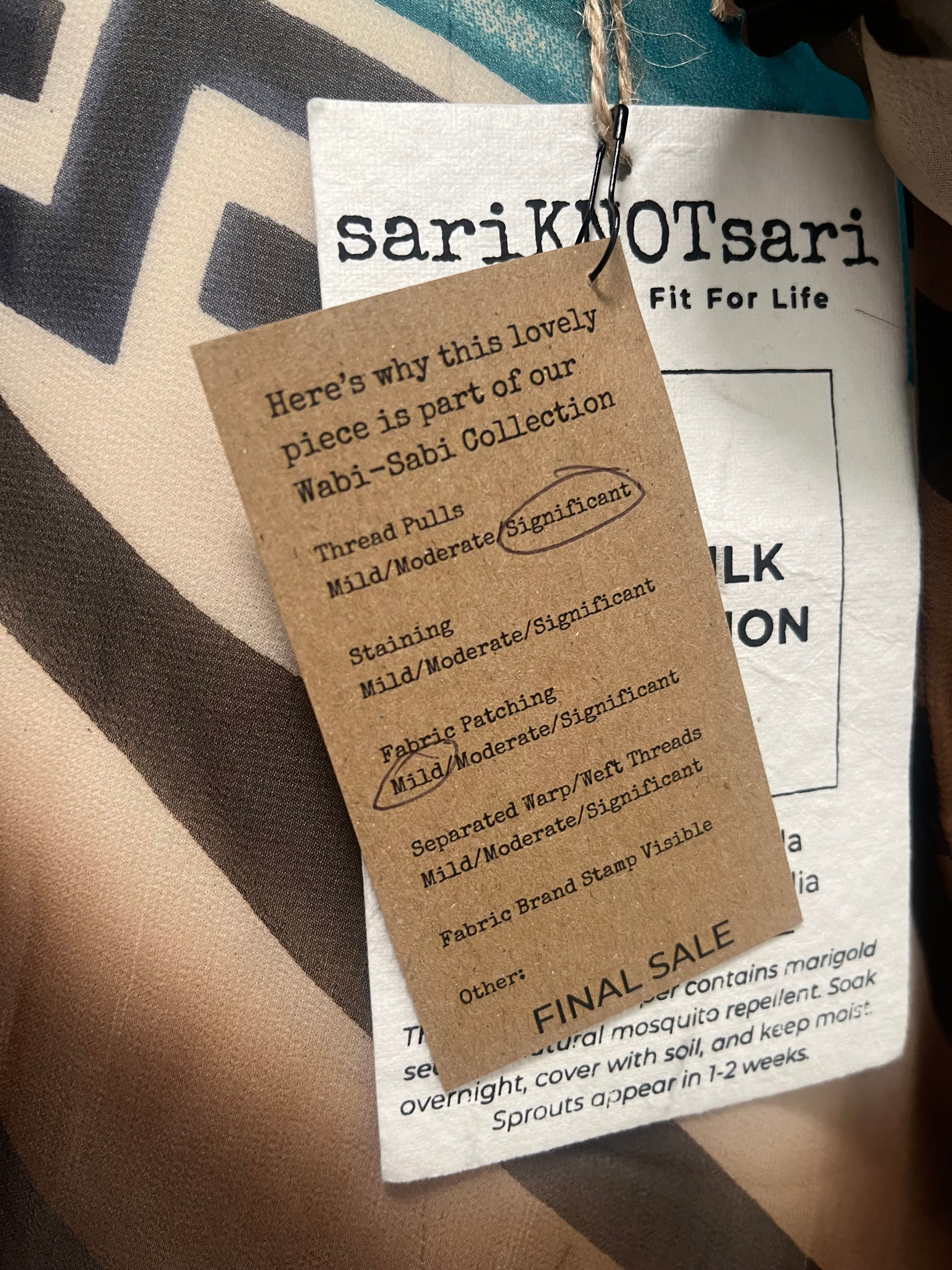 PRG7182 Sheer Wabi Sabi Pure Silk Short Kaftan Tunic without Slits