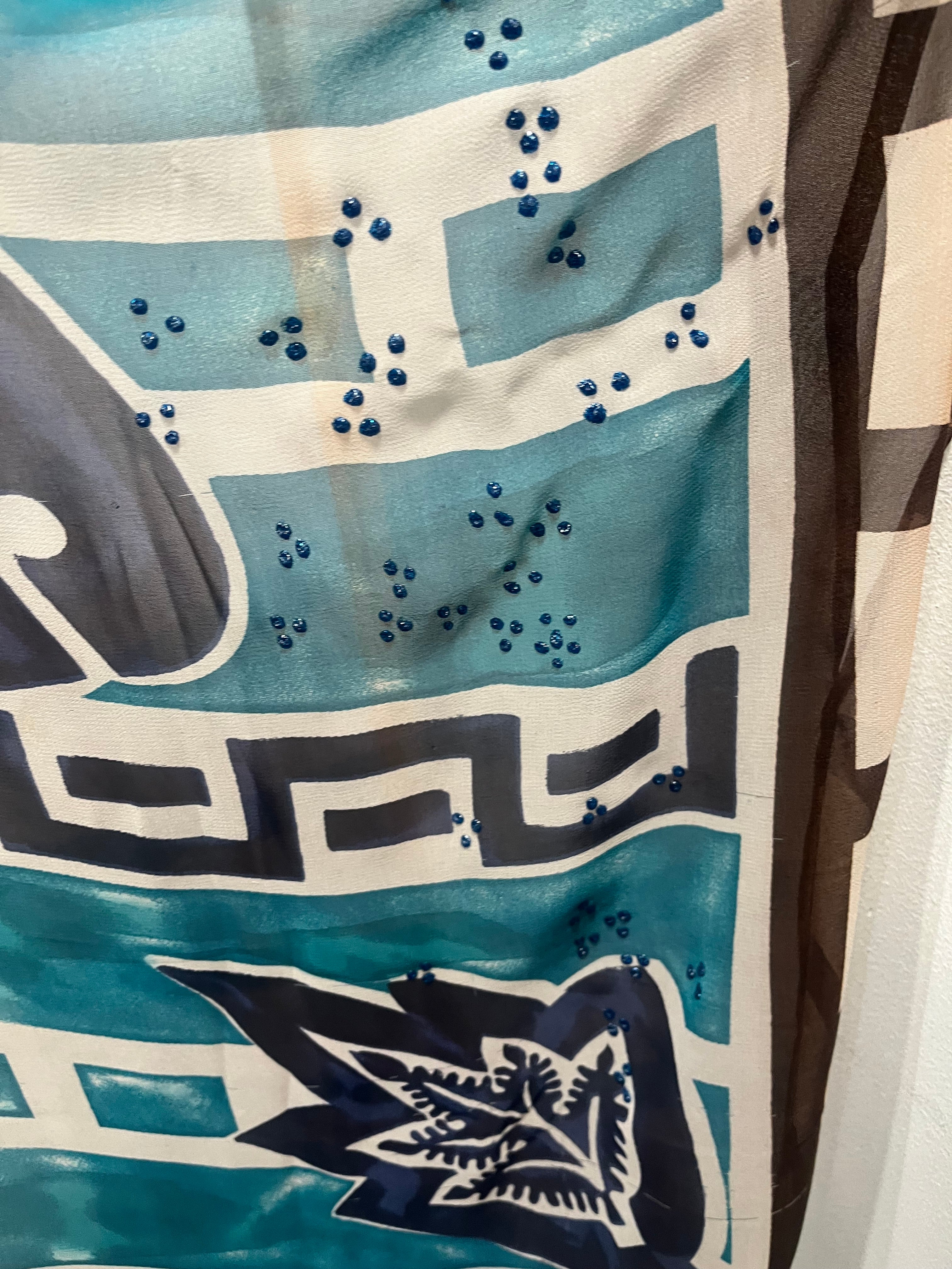 PRG7182 Sheer Wabi Sabi Pure Silk Short Kaftan Tunic without Slits