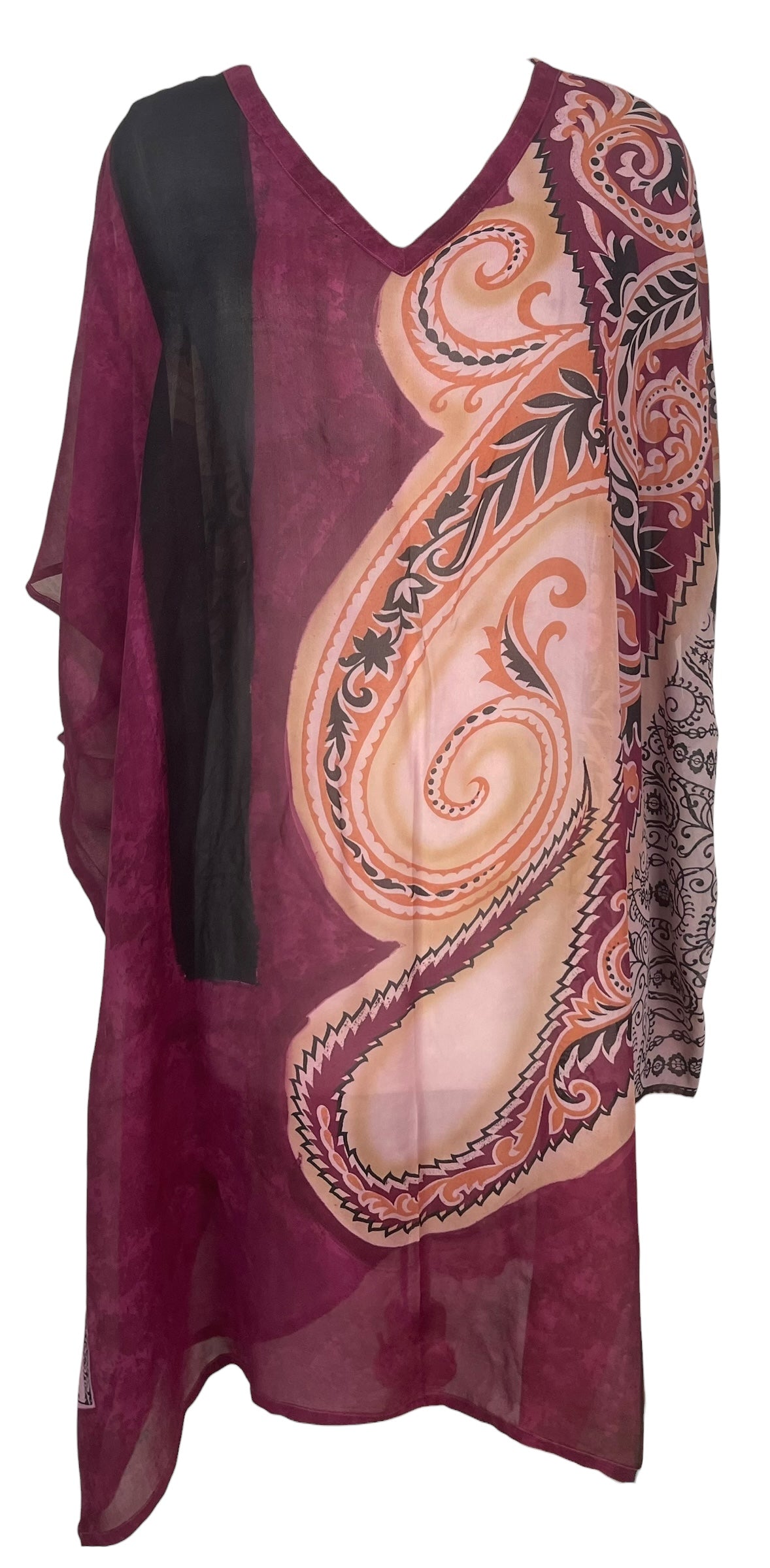 PREVIEW PRG7788 Sheer Wabi Sabi Pure Silk Midi Length Kaftan by FEBRUARY2026 – Handmade ethical Midi Length Kaftan from sariKNOTsari using upcycled silk. Designed in Canada for travel and slow fashion, loved from Toronto to LA to Sydney.