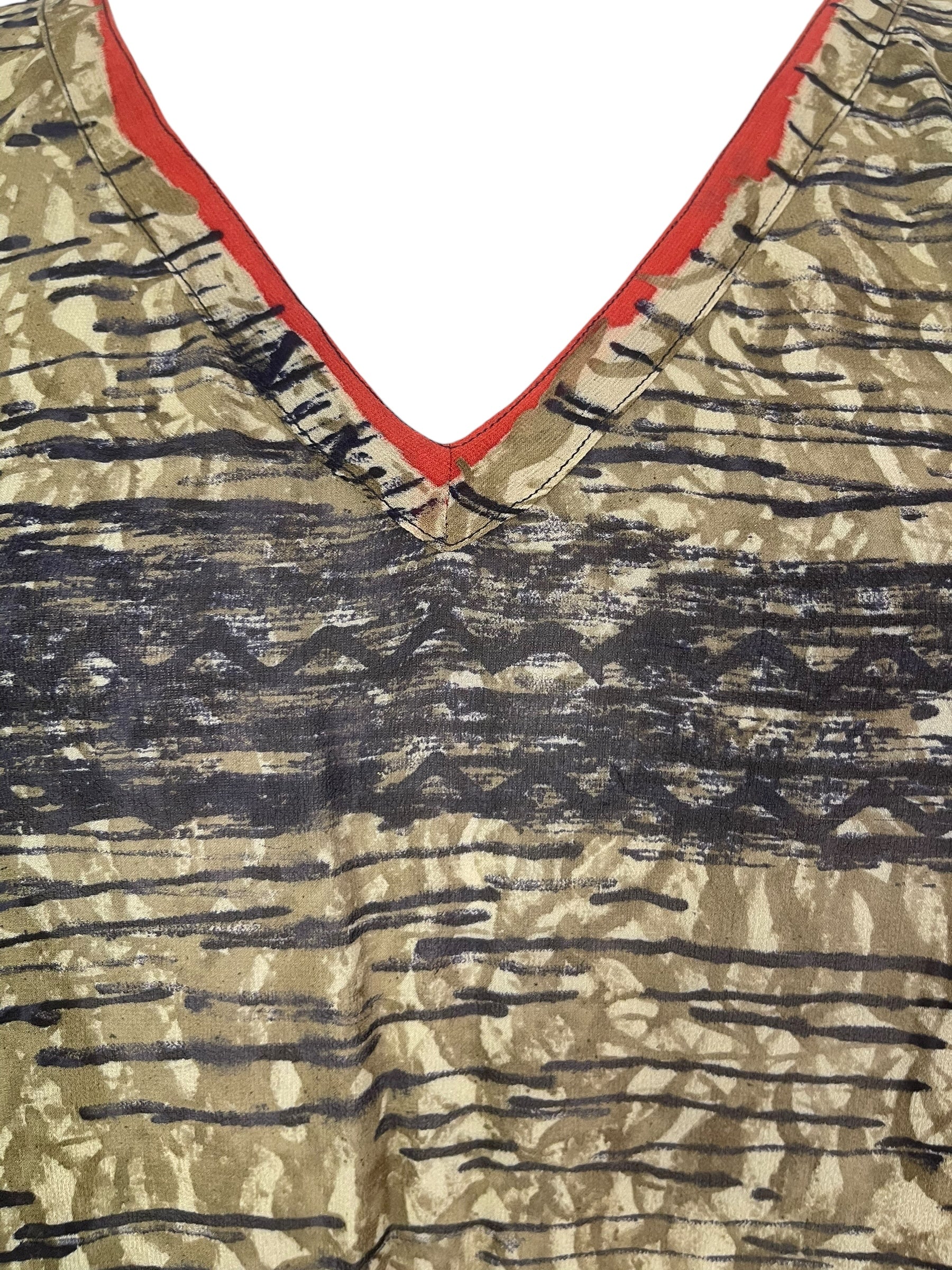 PREVIEW PRG8267 Sheer  Wabi Sabi Pure Silk Midi Length Kaftan by FEBRUARY2026 – Handmade ethical Midi Length Kaftan from sariKNOTsari using upcycled silk. Designed in Canada for travel and slow fashion, loved from Toronto to LA to Sydney.