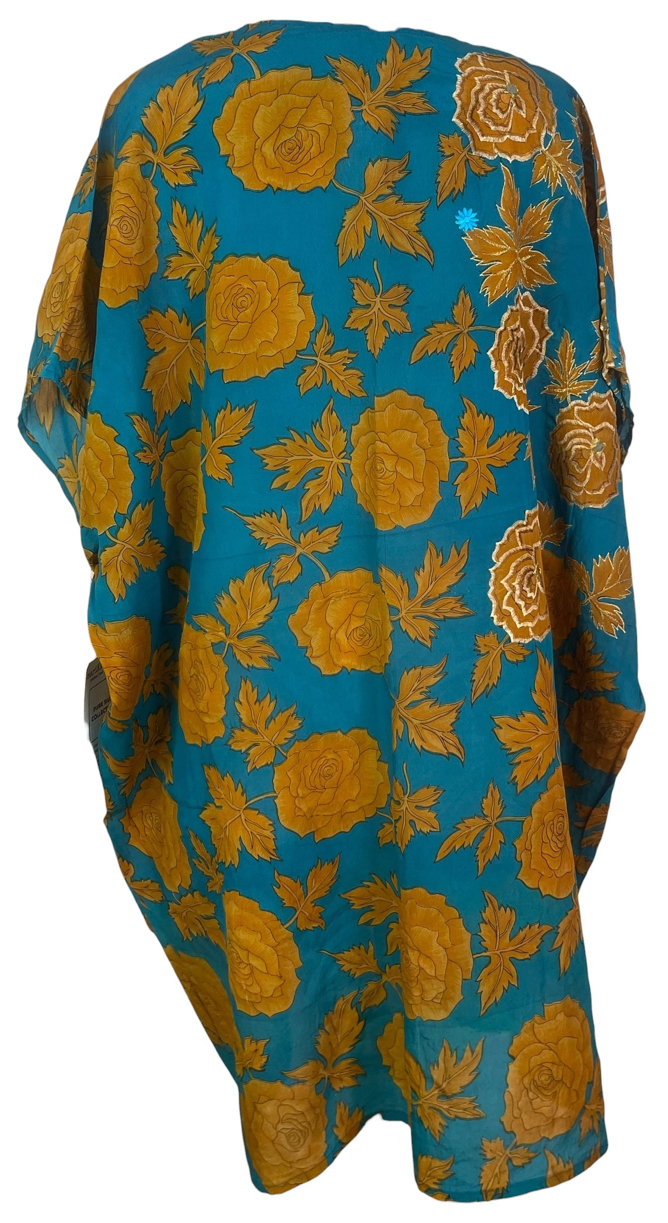 PREVIEW PRC8246  Wabi Sabi Pure Silk Midi Length Kaftan by FEBRUARY2026 – Handmade ethical Midi Length Kaftan from sariKNOTsari using upcycled silk. Designed in Canada for travel and slow fashion, loved from Toronto to LA to Sydney.