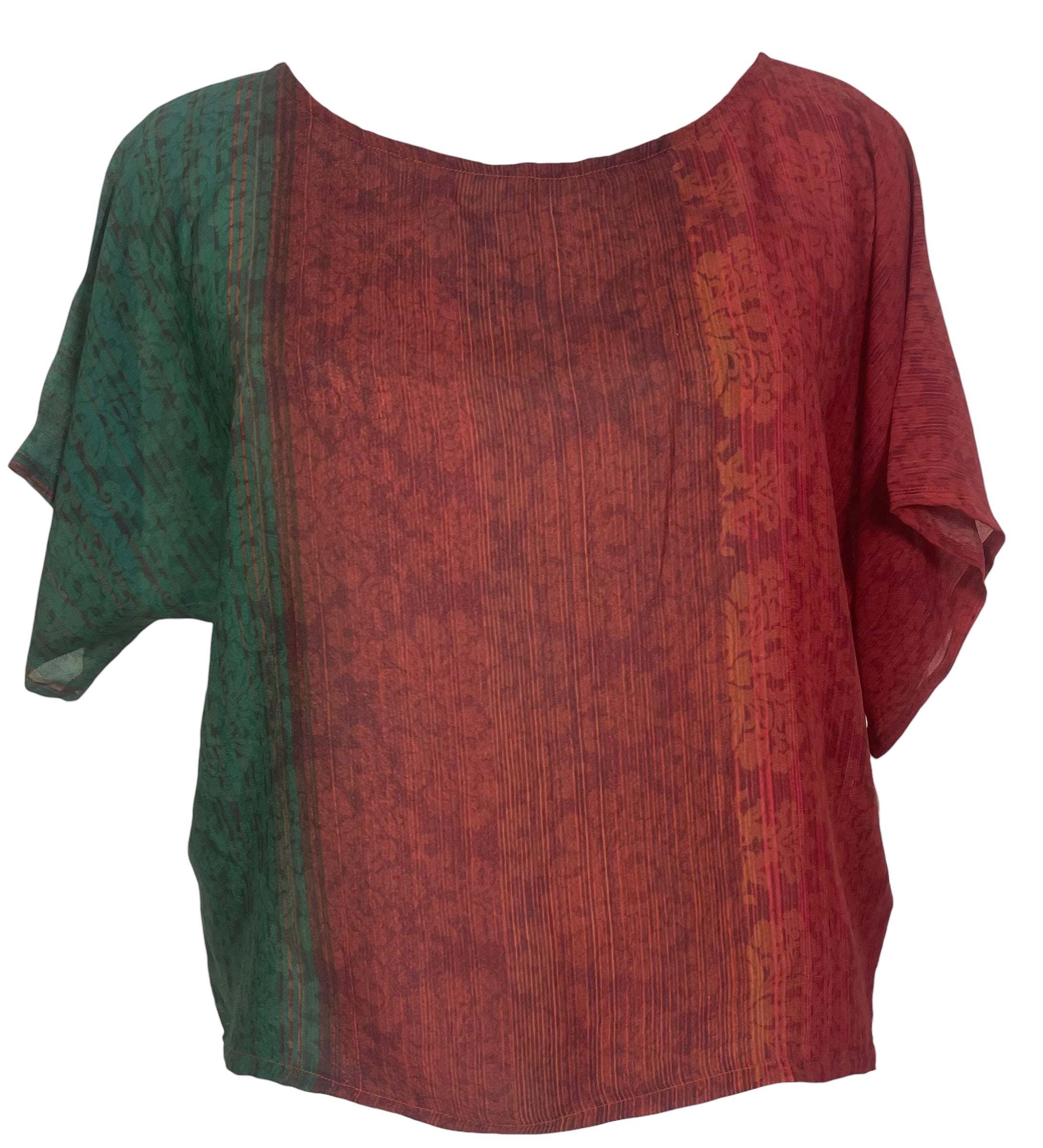 PREVIEW PRG8055 Sheer  Avatar Pure Silk Boxy Top by FEBRUARY2026 – Handmade ethical Boxy Top from sariKNOTsari using upcycled silk. Designed in Canada for travel and slow fashion, loved from Toronto to LA to Sydney.