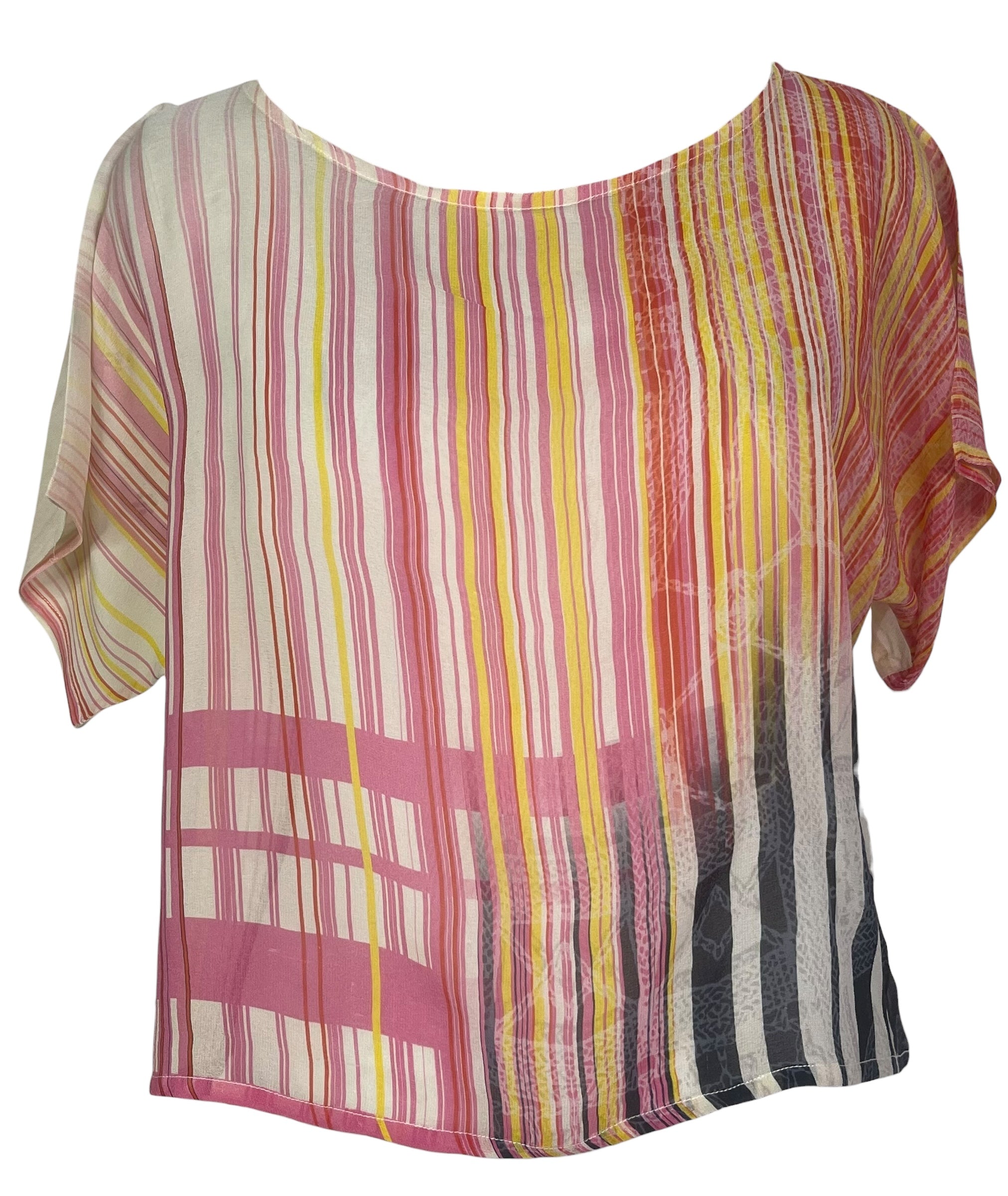 PREVIEW PRG8476 Sheer  Avatar Pure Silk Boxy Top by FEBRUARY2026 – Handmade ethical Boxy Top from sariKNOTsari using upcycled silk. Designed in Canada for travel and slow fashion, loved from Toronto to LA to Sydney.