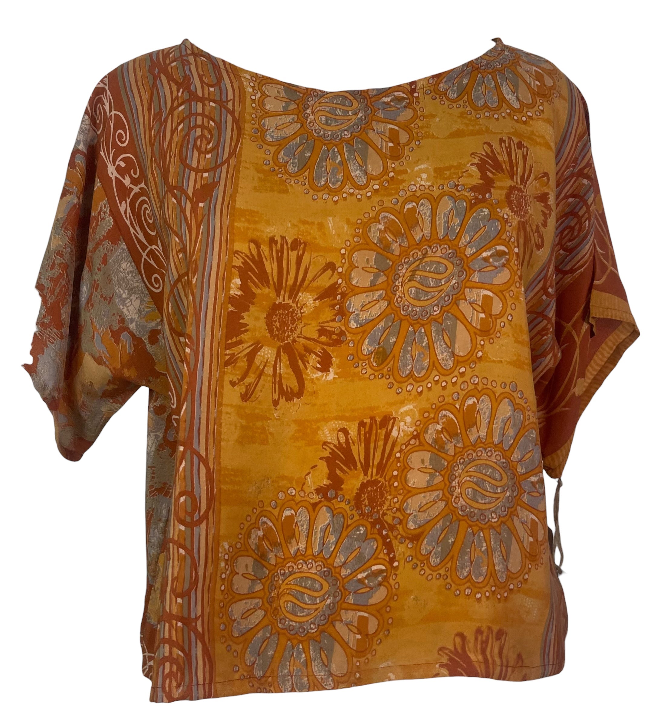 PREVIEW PRC8463 Wabi Sabi Pure Silk Boxy Top by FEBRUARY2026 – Handmade ethical Boxy Top from sariKNOTsari using upcycled silk. Designed in Canada for travel and slow fashion, loved from Toronto to LA to Sydney.