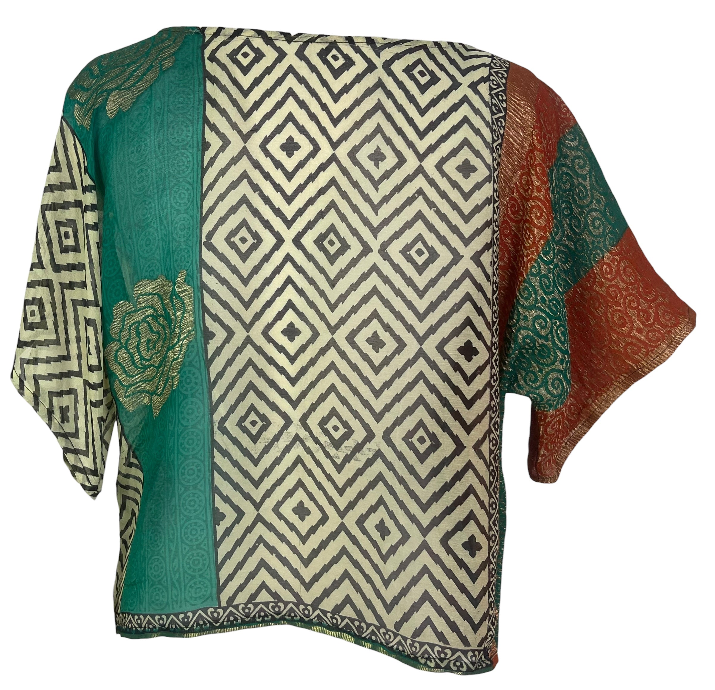 PREVIEW PRG7632 Sheer  Wabi Sabi Pure Silk Boxy Top by FEBRUARY2026 – Handmade ethical Boxy Top from sariKNOTsari using upcycled silk. Designed in Canada for travel and slow fashion, loved from Toronto to LA to Sydney.