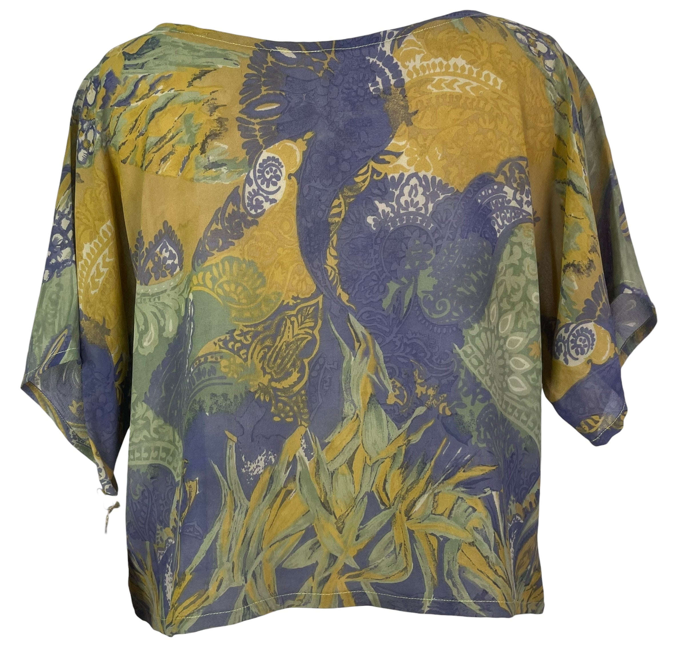 PREVIEW PRG8338 Sheer  Wabi Sabi Pure Silk Boxy Top by FEBRUARY2026 – Handmade ethical Boxy Top from sariKNOTsari using upcycled silk. Designed in Canada for travel and slow fashion, loved from Toronto to LA to Sydney.