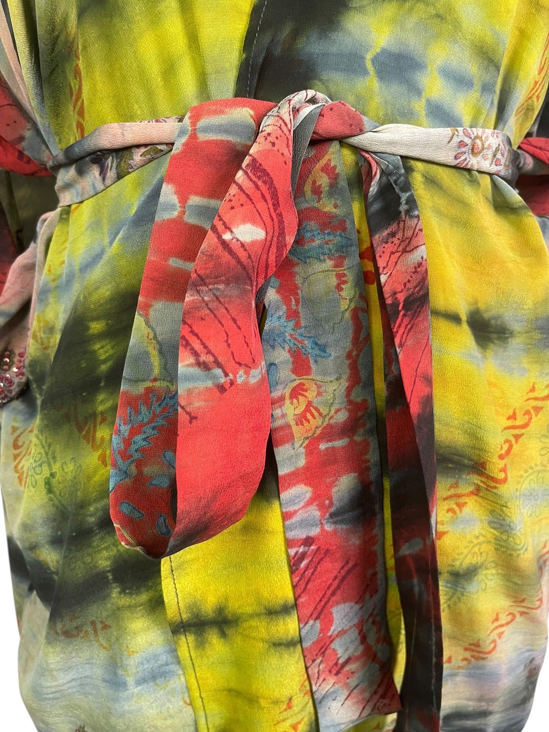 Releases Sunday at 8pm EST PRC9213 Avatar Long Pure Silk Kimono Sleeved Duster with Belt